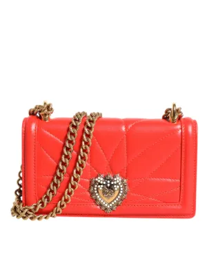 Red Leather Quilted Devotion Crossbody Phone Cover Bag