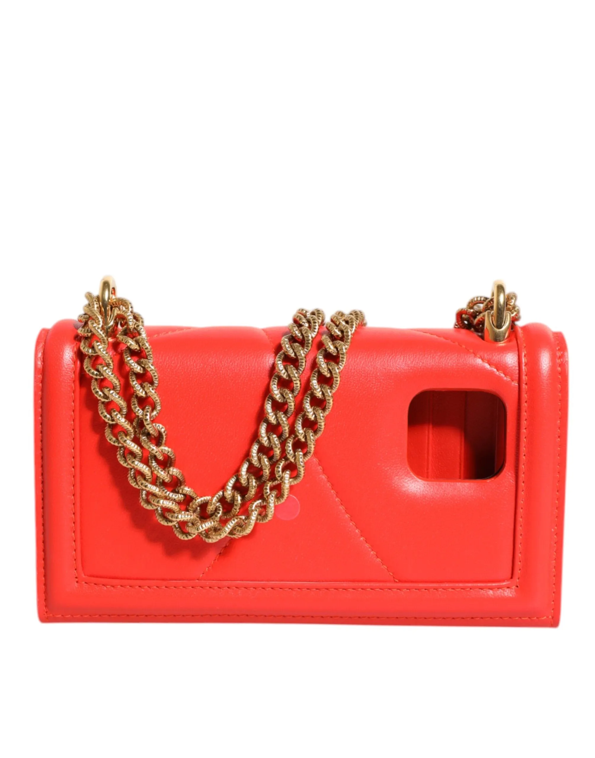 Red Leather Quilted Devotion Crossbody Phone Cover Bag