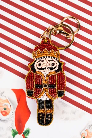 Red Nutcracker Seed Bead Keychain