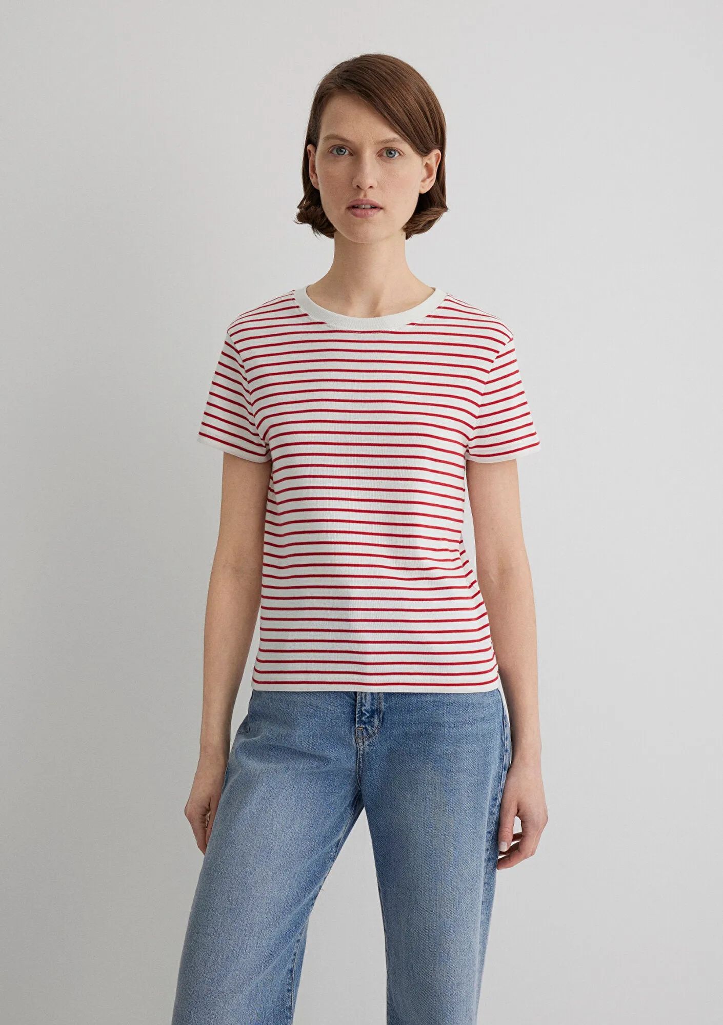 Red Striped Crew Neck T-Shirt