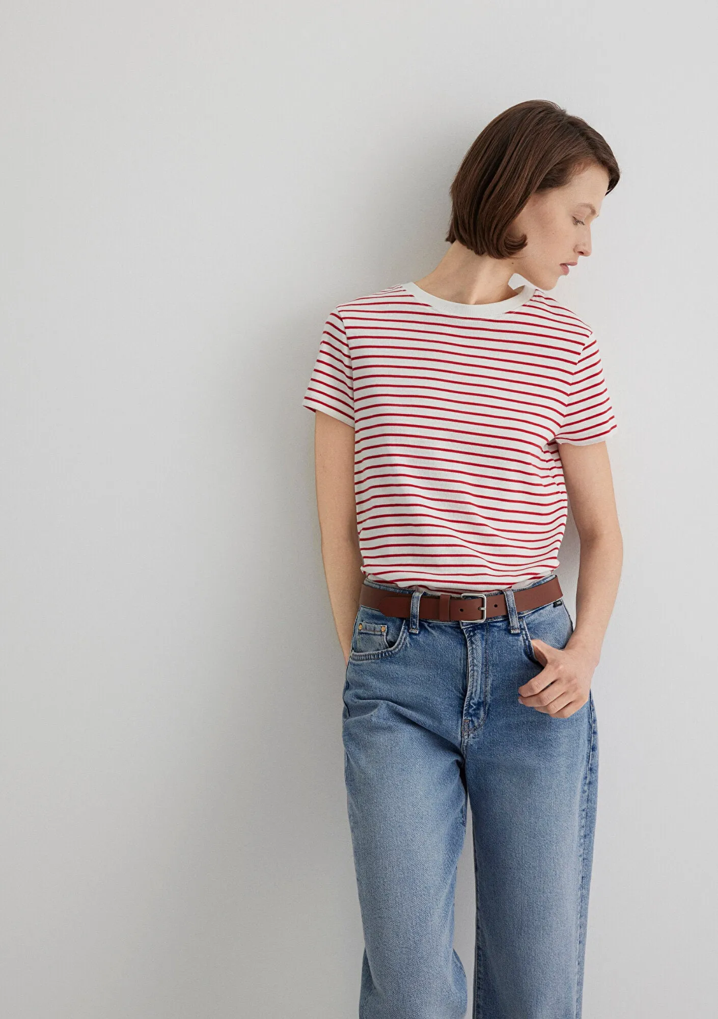 Red Striped Crew Neck T-Shirt