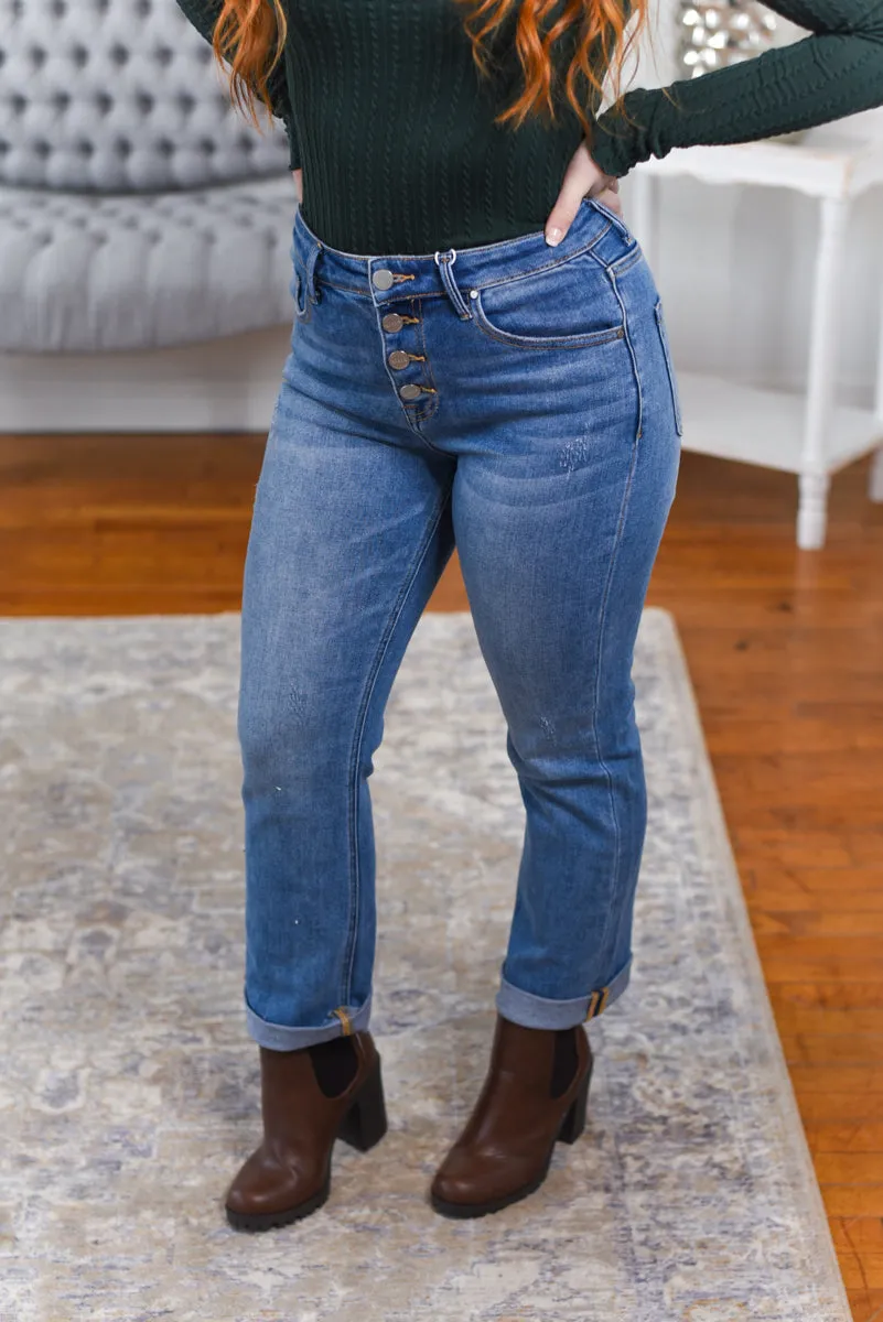 Reese Button-Fly Skinny Risen Jeans