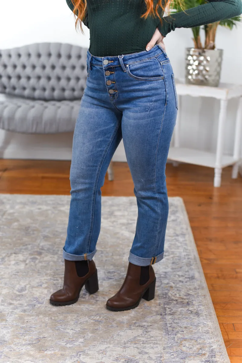 Reese Button-Fly Skinny Risen Jeans
