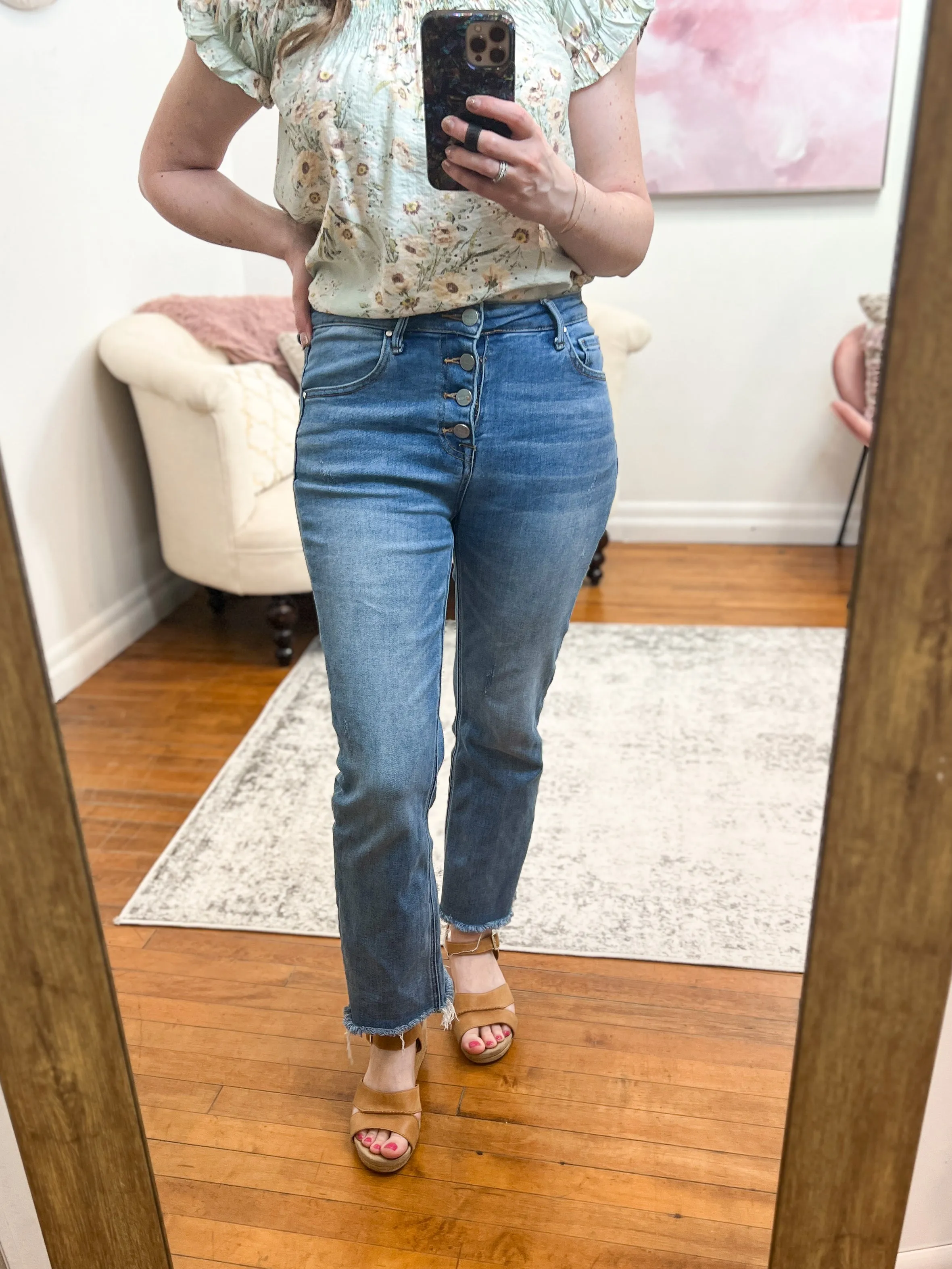 Reese Button-Fly Skinny Risen Jeans