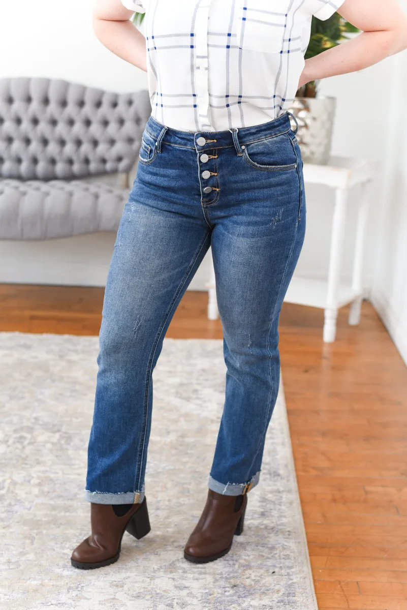 Reese Button-Fly Skinny Risen Jeans