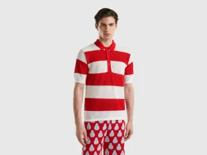Regular Fit Ribbed Collar Two-Tone Striped Polo T-shirt