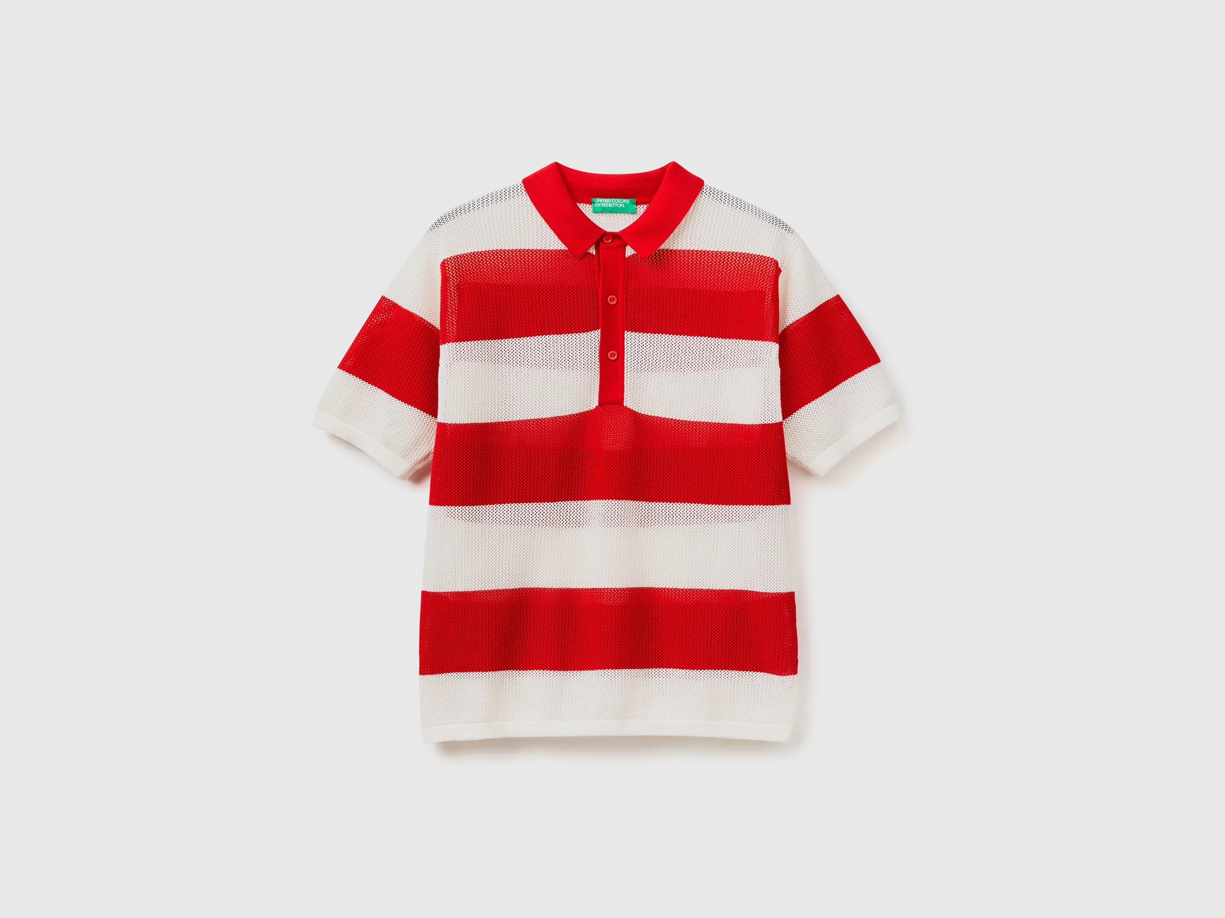 Regular Fit Ribbed Collar Two-Tone Striped Polo T-shirt