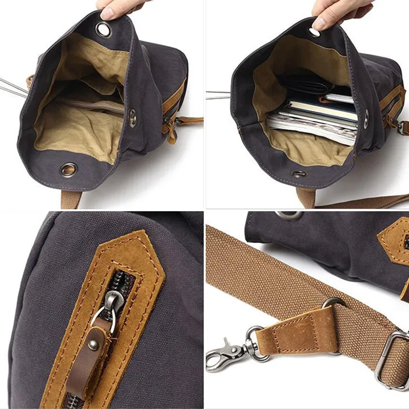 Retro Canvas Chest Pack Men Chest Bag Casual Shoulder Bag Messenger Bag FX3053