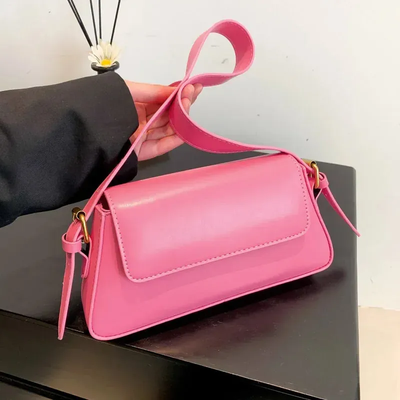 Retro Solid PU Leather Winter Shoulder Bag