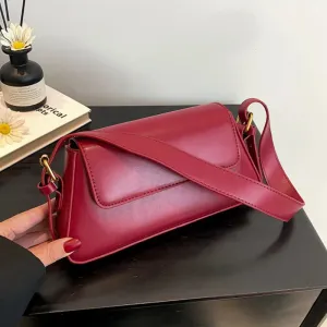 Retro Solid PU Leather Winter Shoulder Bag