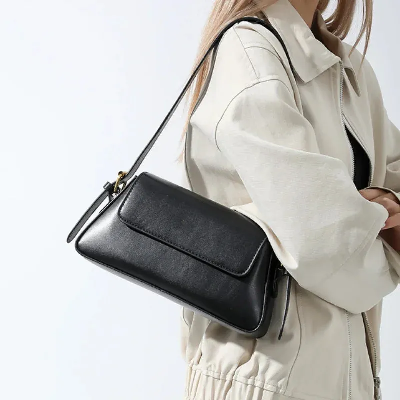 Retro Solid PU Leather Winter Shoulder Bag