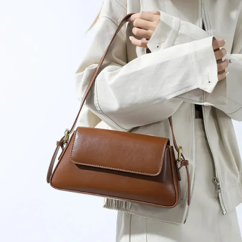Retro Solid PU Leather Winter Shoulder Bag