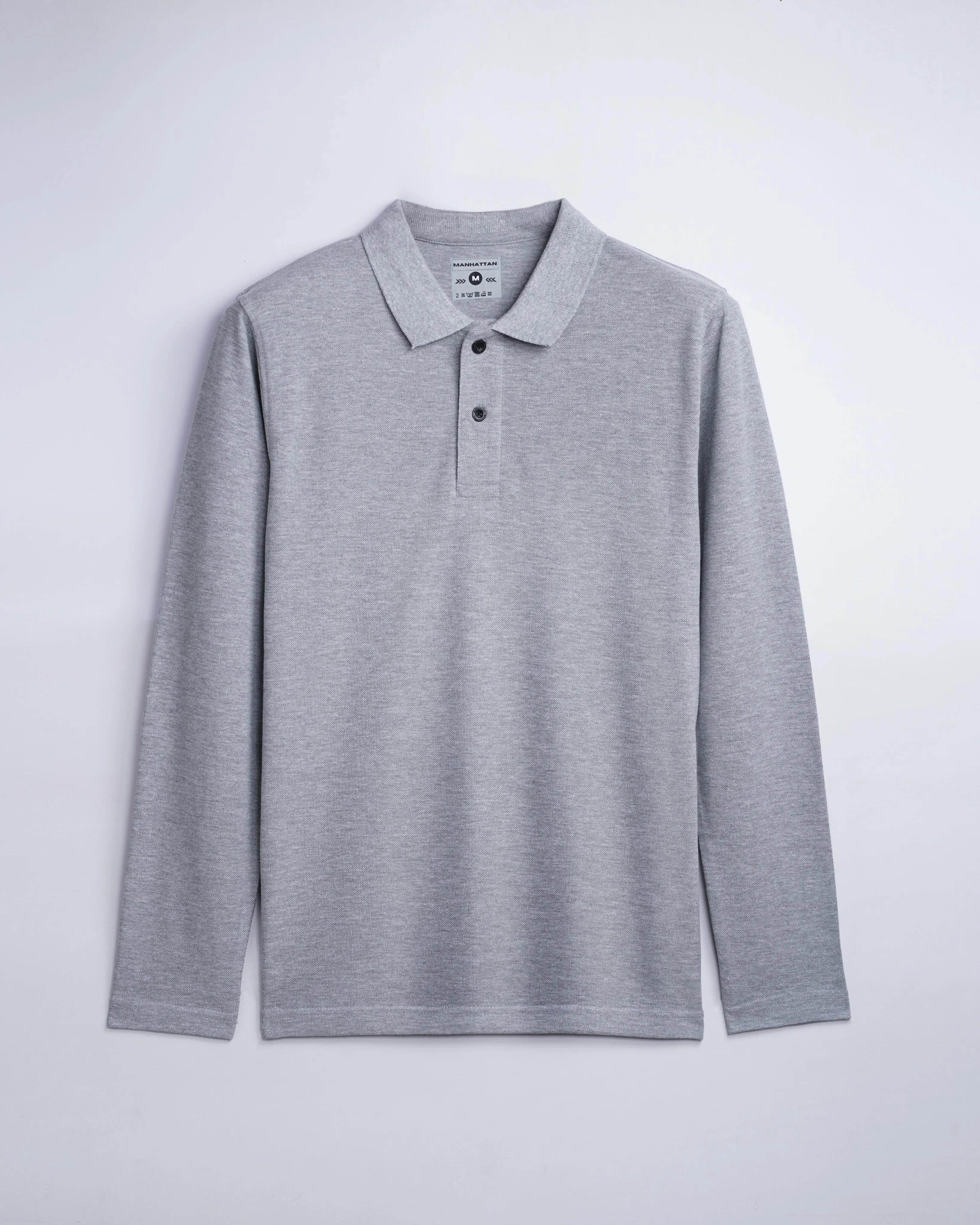 Rich in Cotton Polo Full Sleeve Unisex Silver Grey Without Pocket