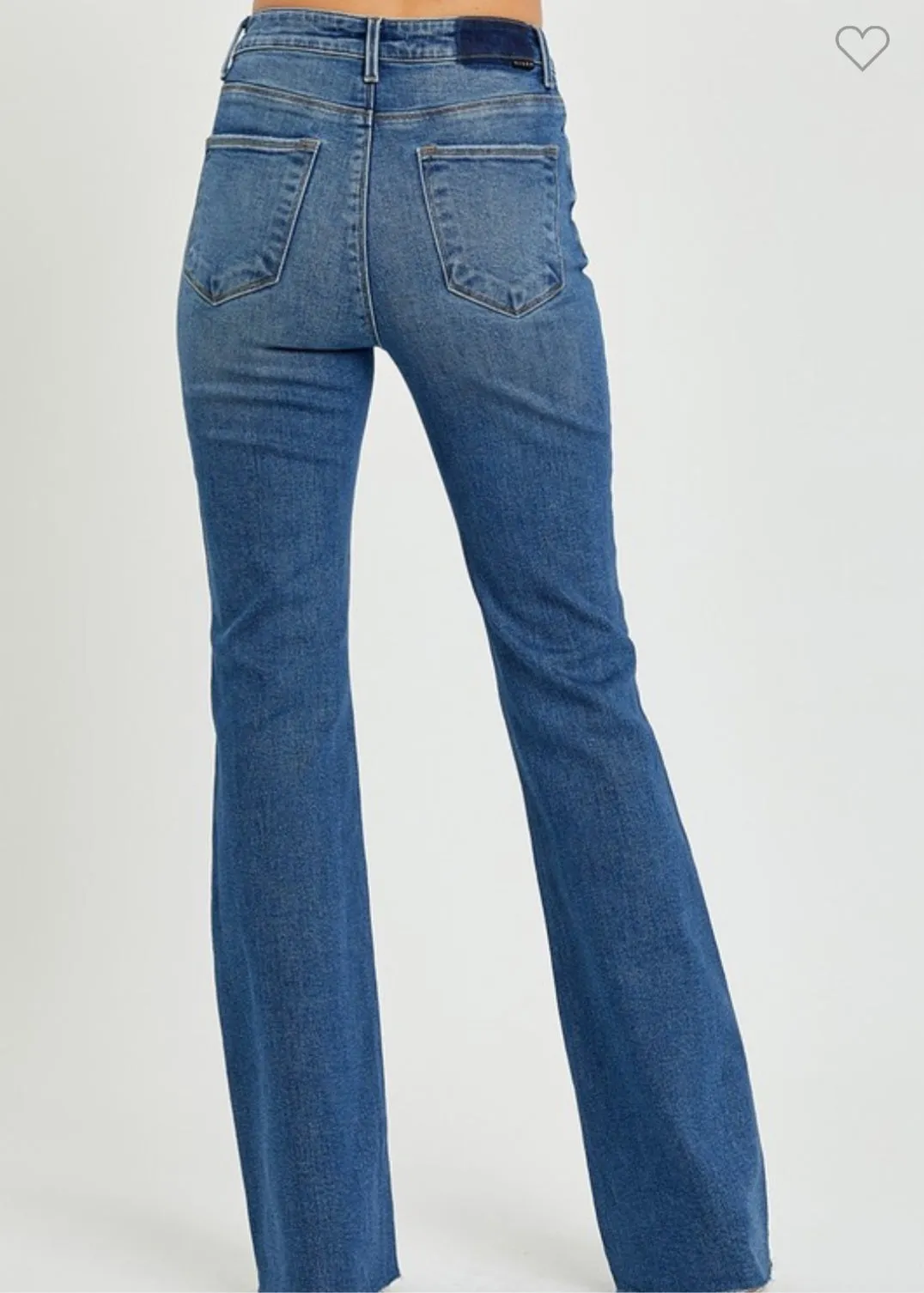 Risen High Rise Flare Raw Cut Hem Jeans