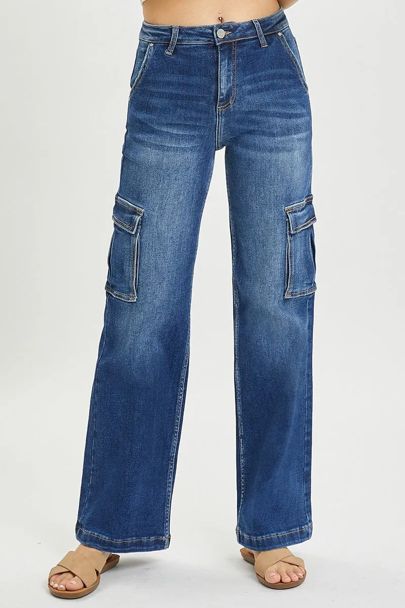 Risen High Rise Wide Leg Cargo Jeans