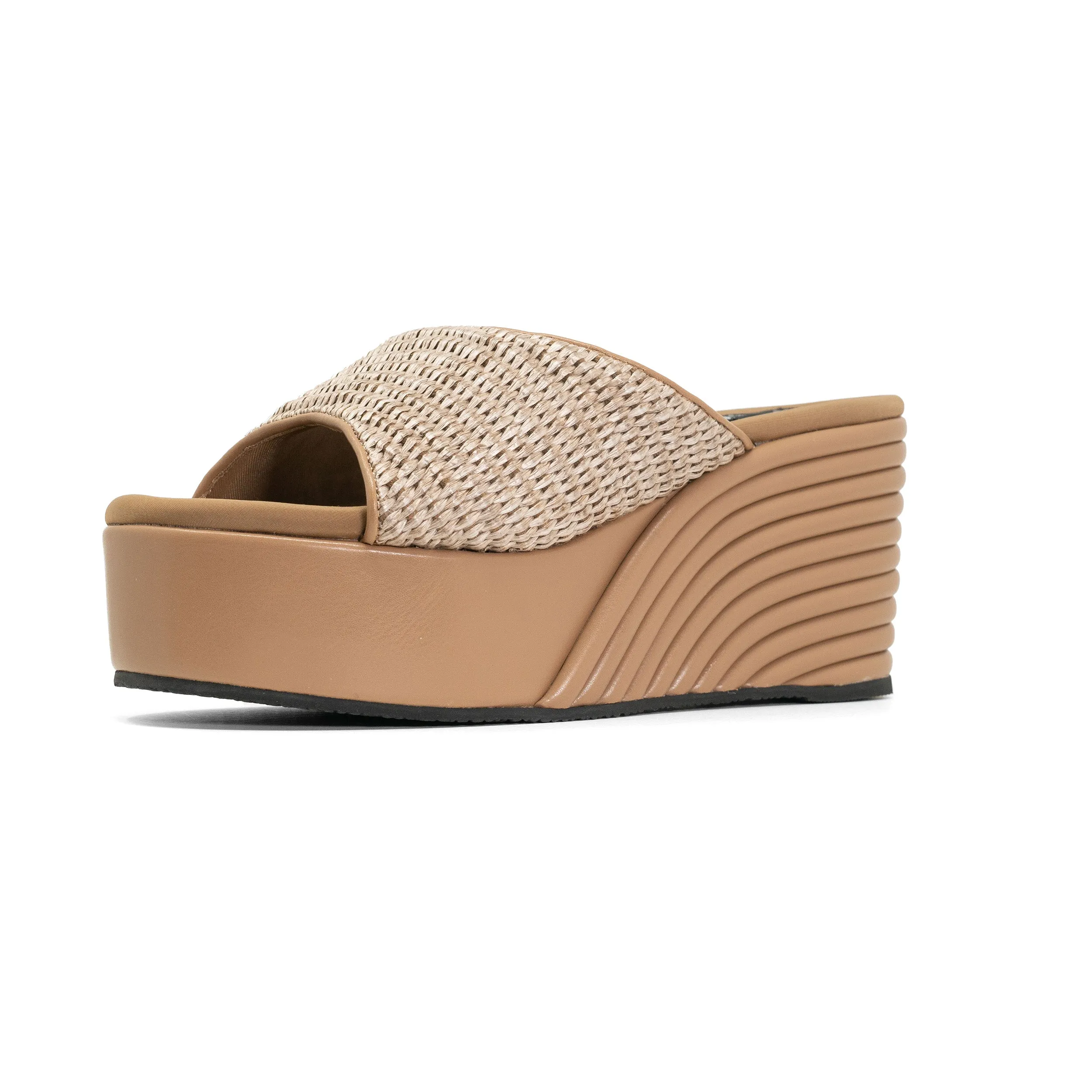 ROAM RAFFIA SCOOP MID STRATA PLATFORM WEDGE NATURAL