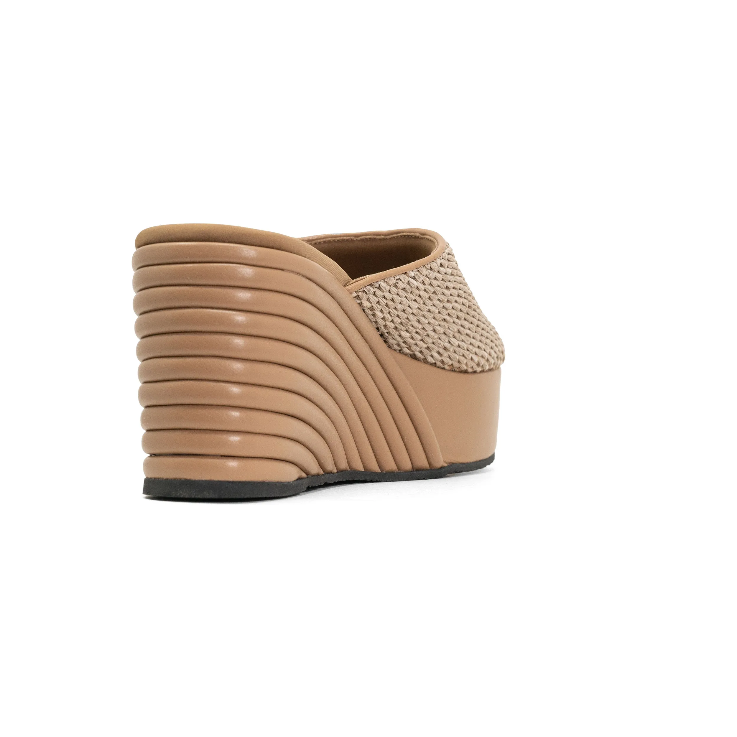 ROAM RAFFIA SCOOP MID STRATA PLATFORM WEDGE NATURAL