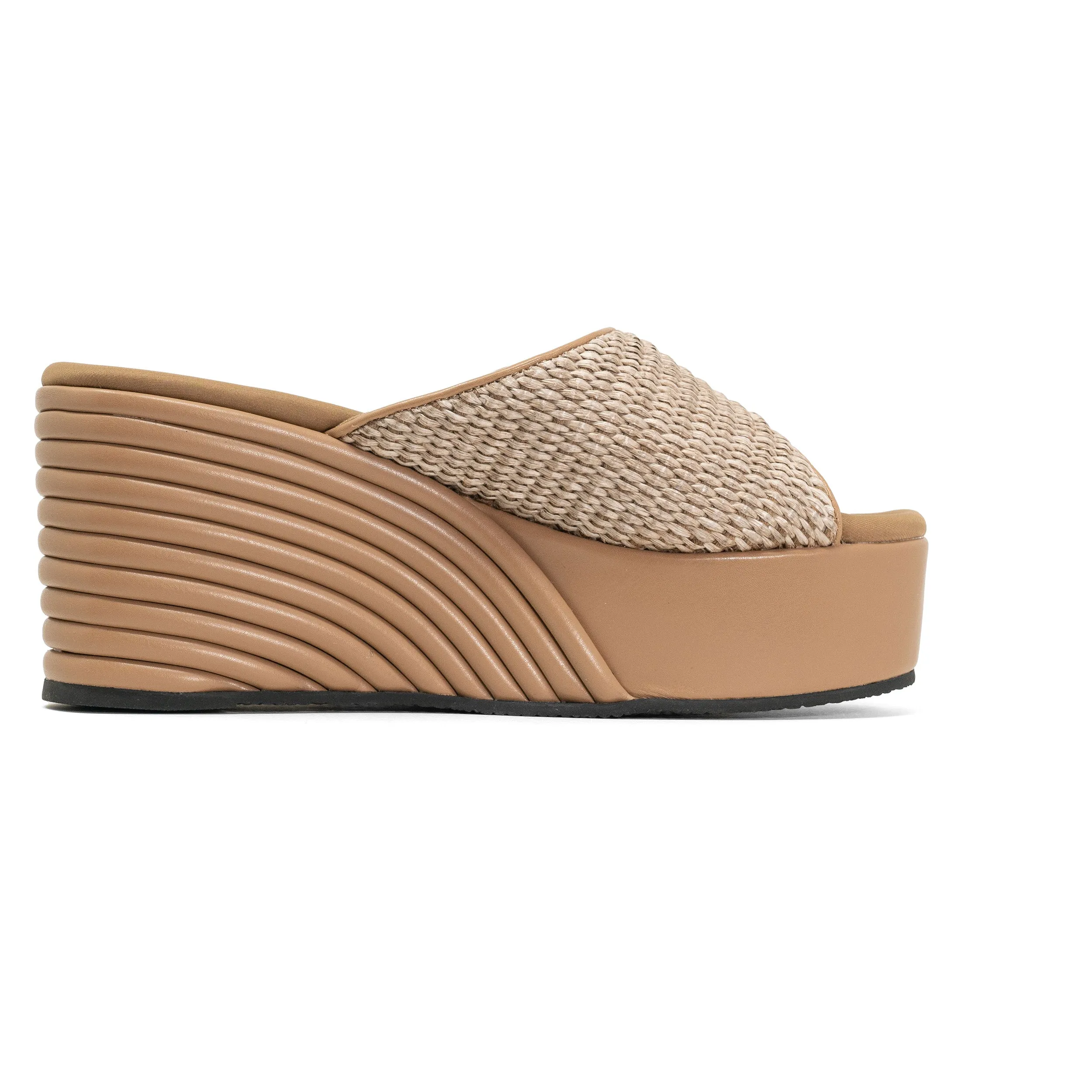 ROAM RAFFIA SCOOP MID STRATA PLATFORM WEDGE NATURAL