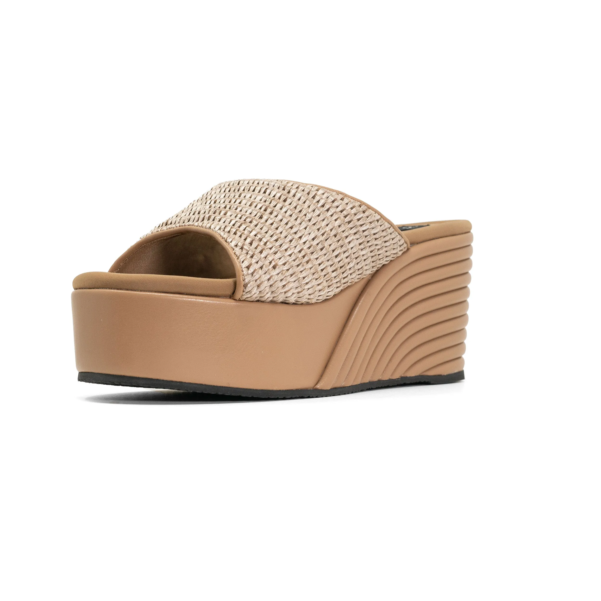 ROAM RAFFIA SCOOP MID STRATA PLATFORM WEDGE NATURAL