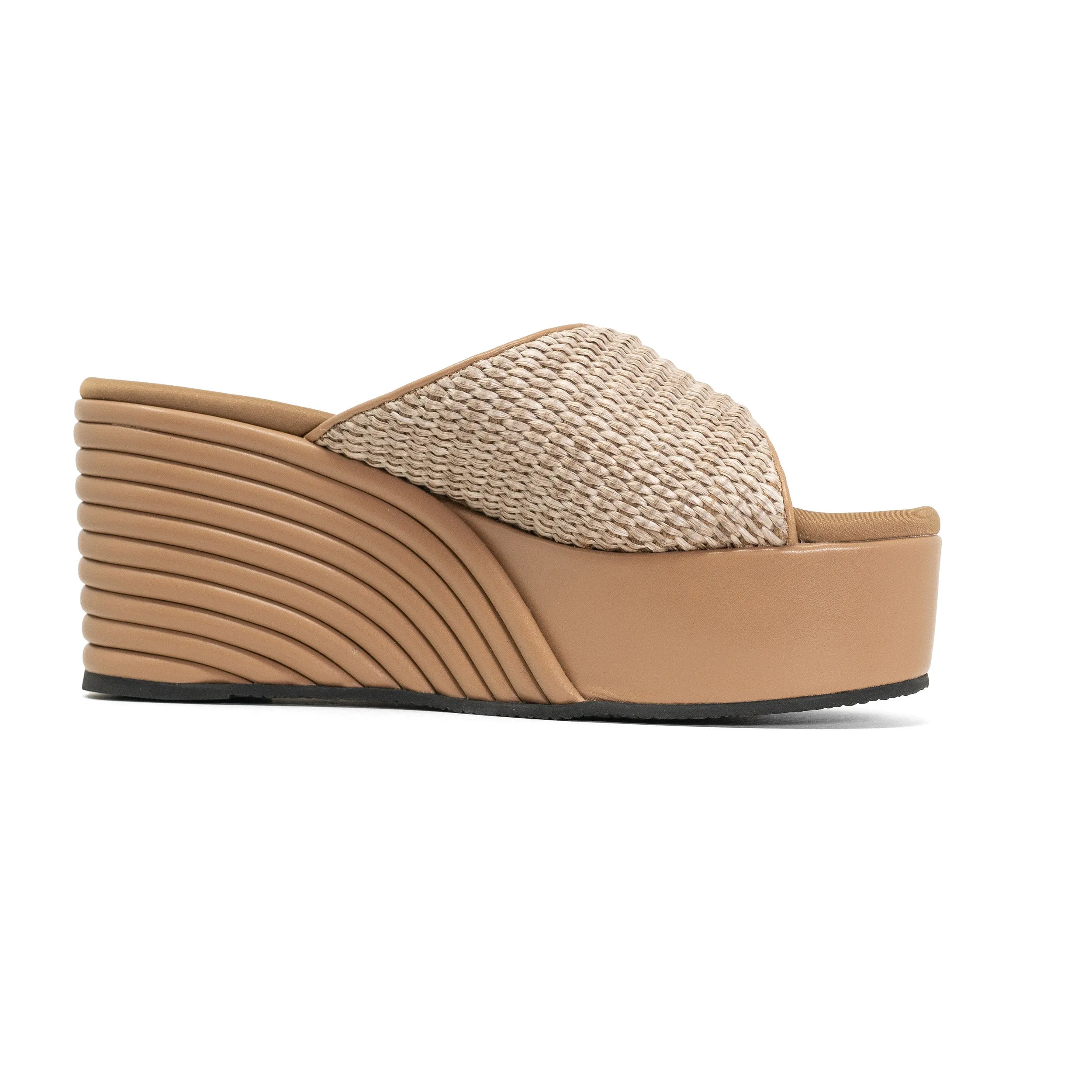 ROAM RAFFIA SCOOP MID STRATA PLATFORM WEDGE NATURAL