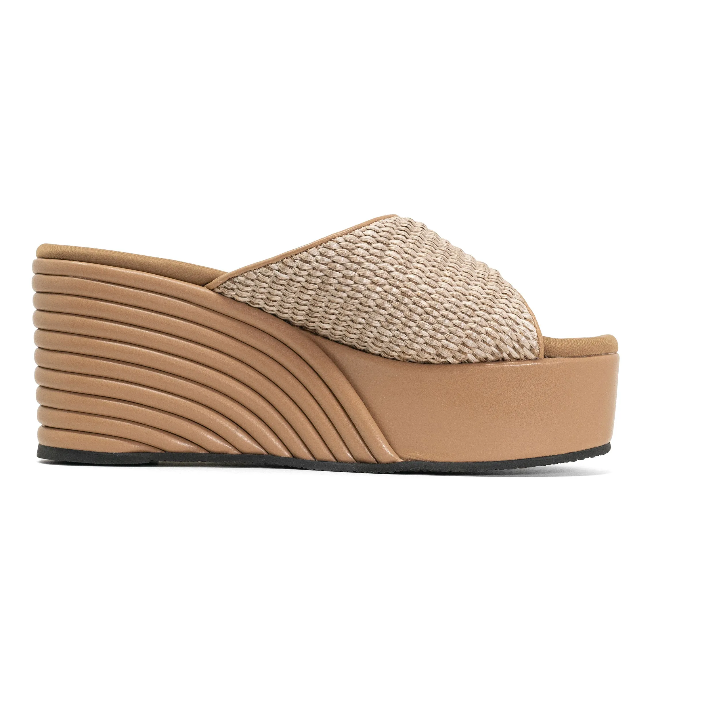 ROAM RAFFIA SCOOP MID STRATA PLATFORM WEDGE NATURAL