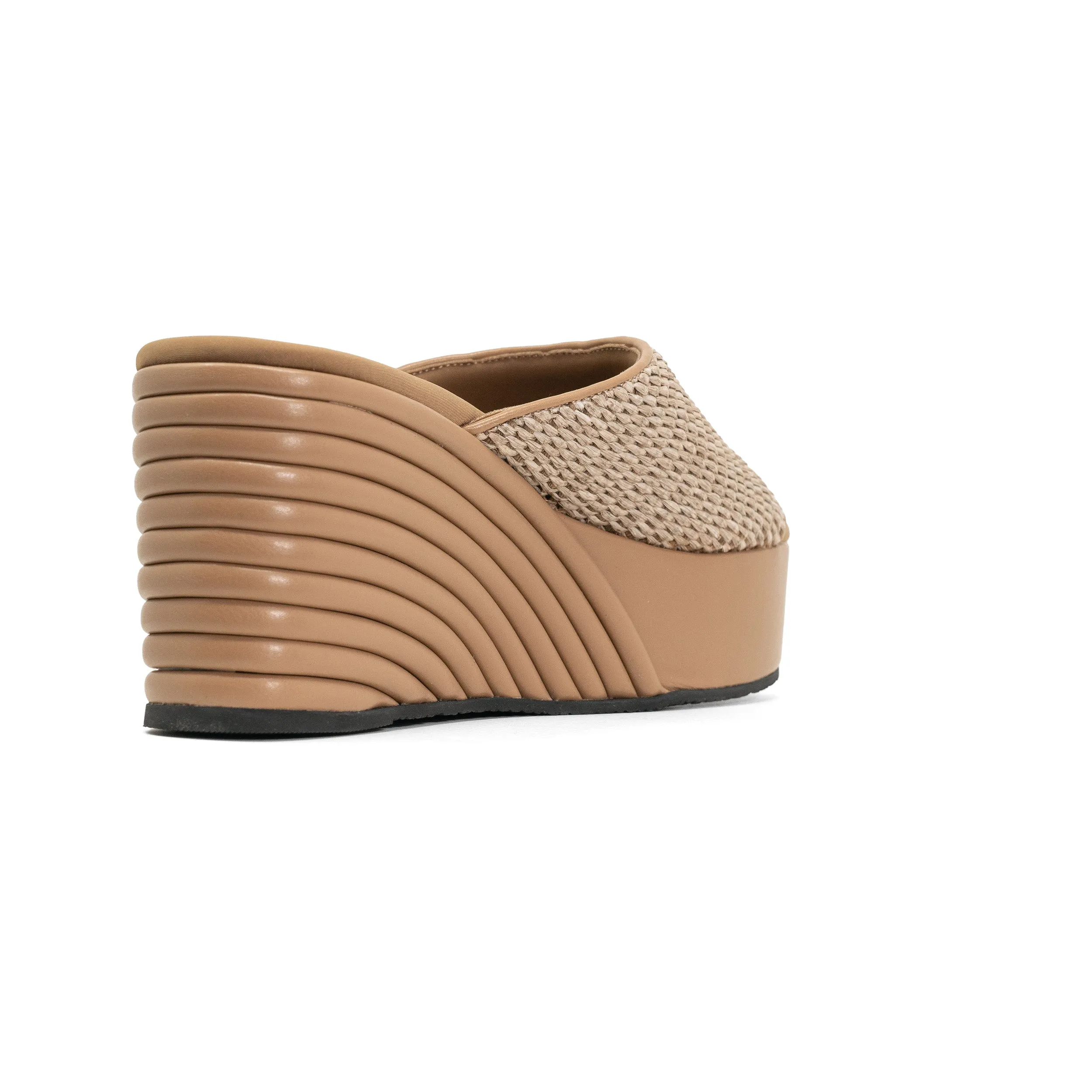 ROAM RAFFIA SCOOP MID STRATA PLATFORM WEDGE NATURAL