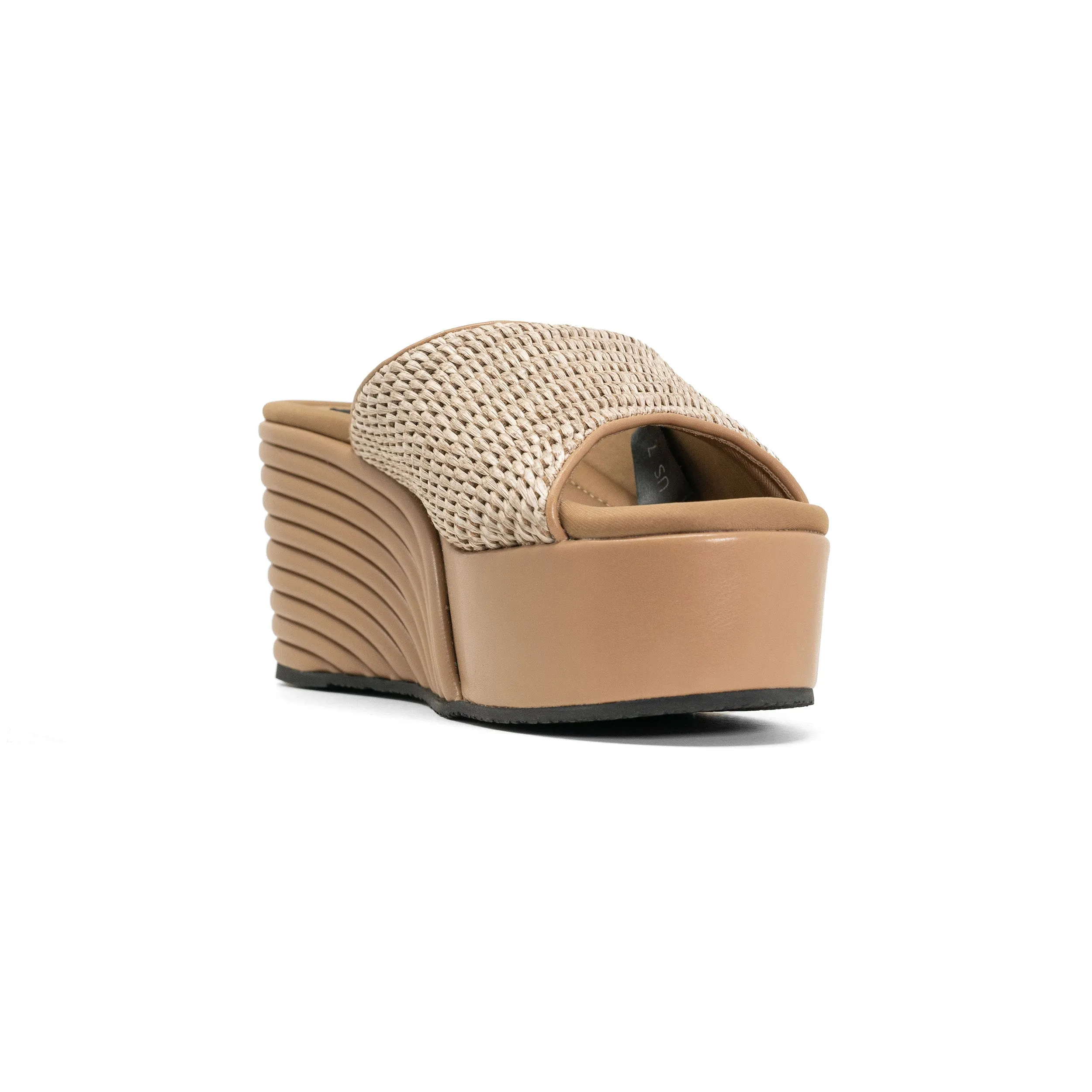 ROAM RAFFIA SCOOP MID STRATA PLATFORM WEDGE NATURAL