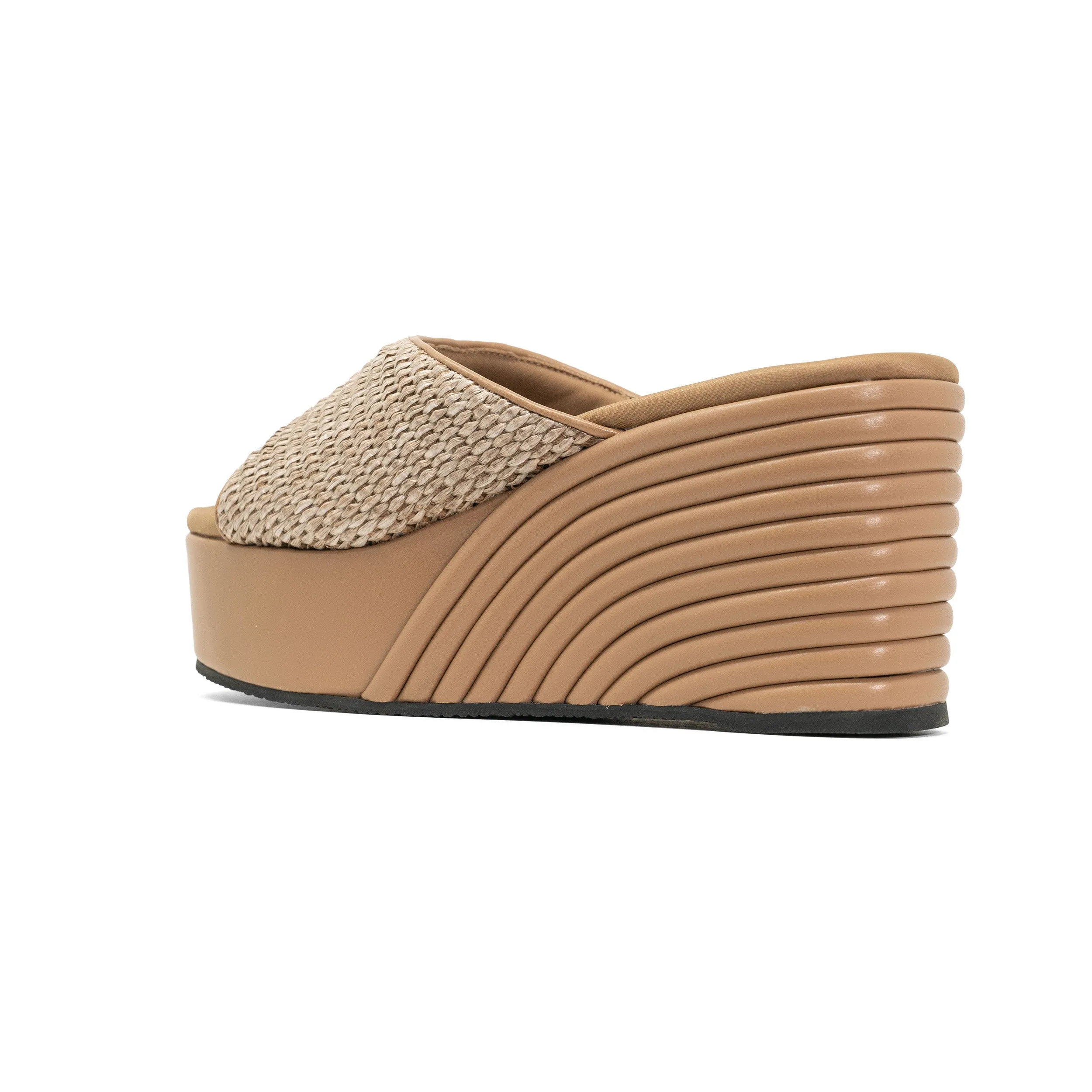 ROAM RAFFIA SCOOP MID STRATA PLATFORM WEDGE NATURAL