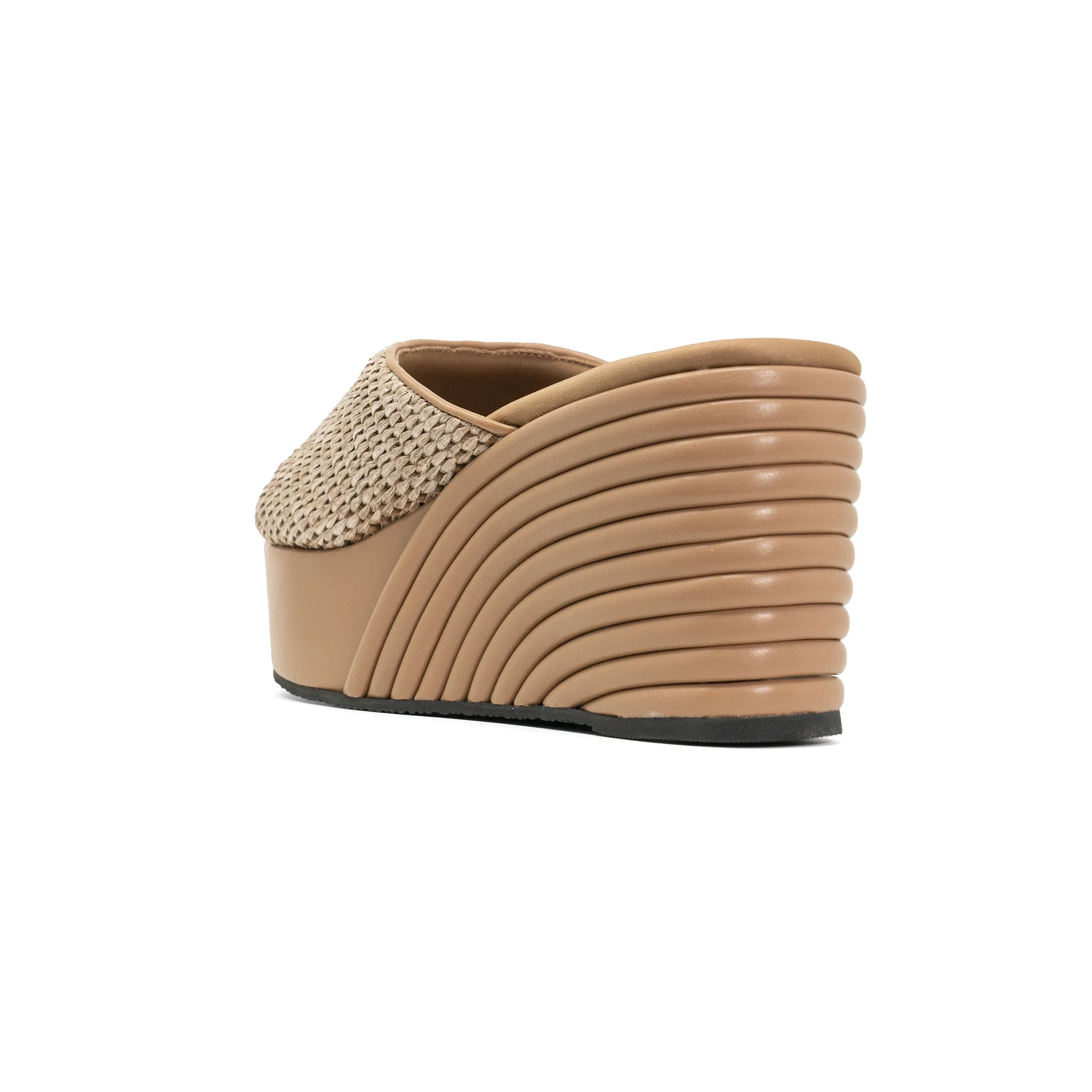 ROAM RAFFIA SCOOP MID STRATA PLATFORM WEDGE NATURAL