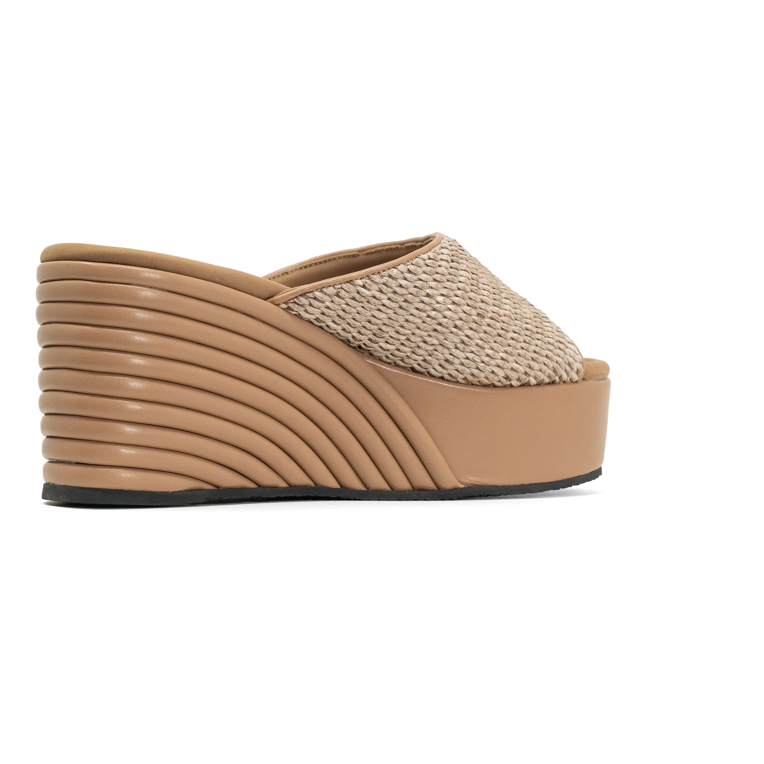 ROAM RAFFIA SCOOP MID STRATA PLATFORM WEDGE NATURAL