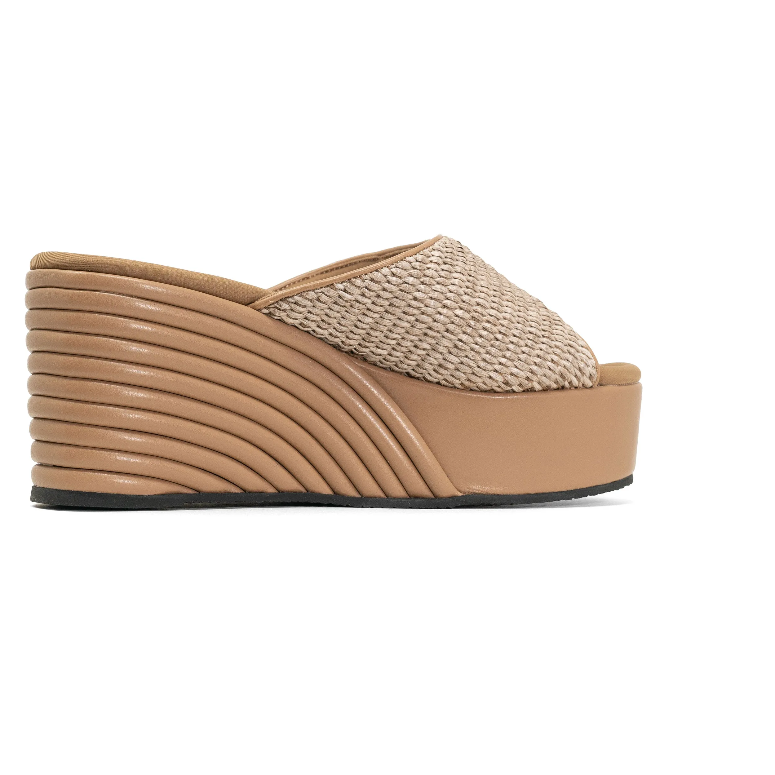 ROAM RAFFIA SCOOP MID STRATA PLATFORM WEDGE NATURAL