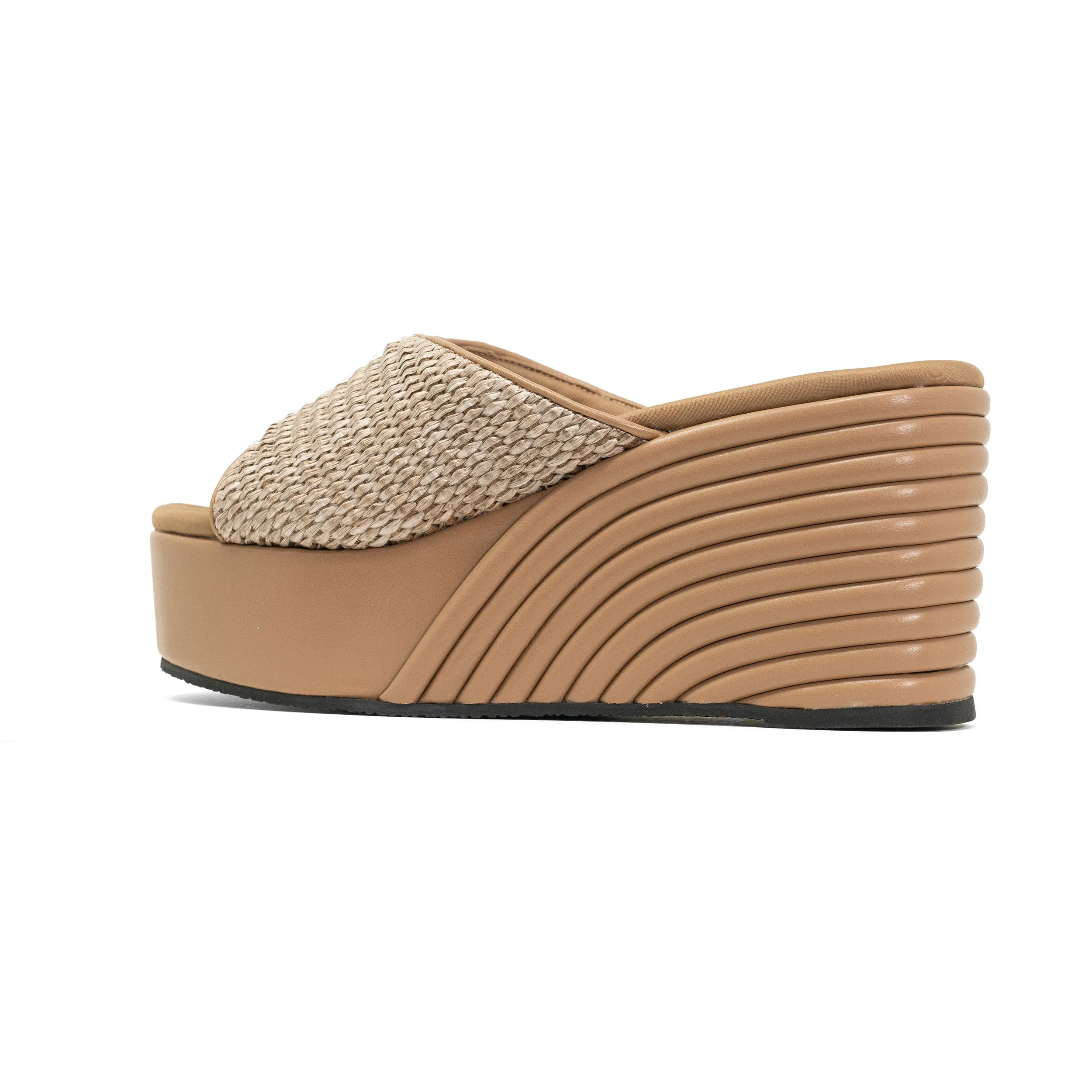 ROAM RAFFIA SCOOP MID STRATA PLATFORM WEDGE NATURAL