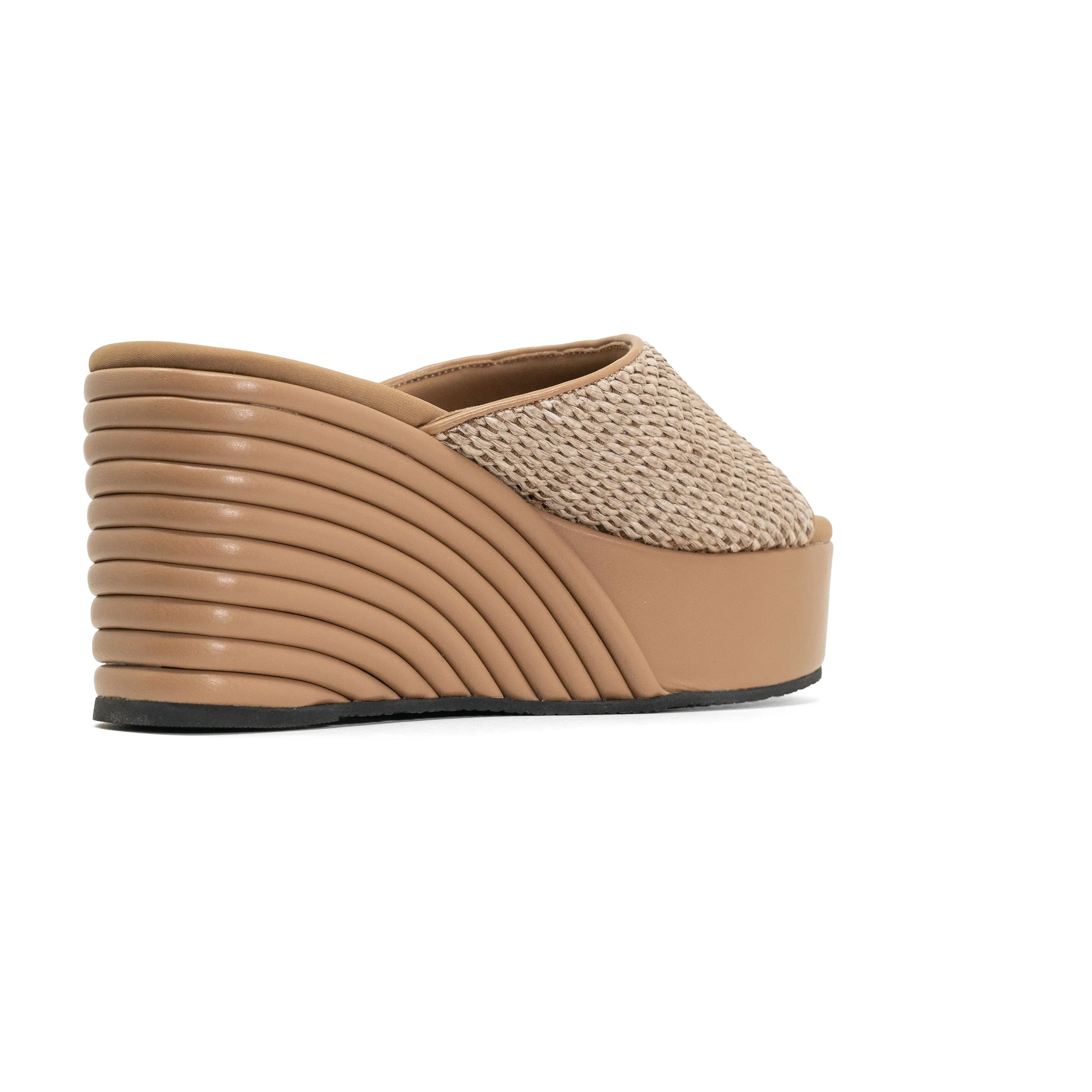 ROAM RAFFIA SCOOP MID STRATA PLATFORM WEDGE NATURAL