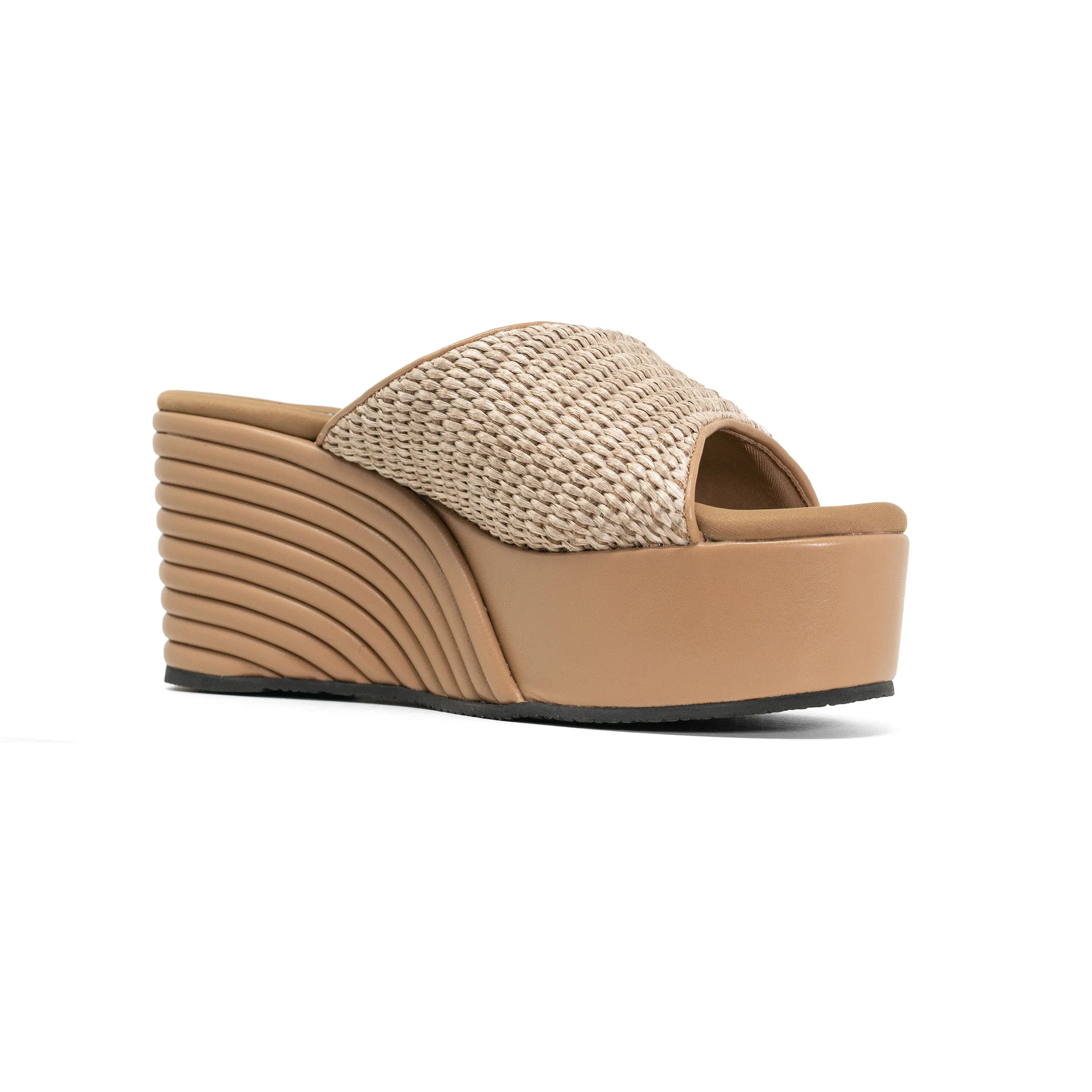 ROAM RAFFIA SCOOP MID STRATA PLATFORM WEDGE NATURAL