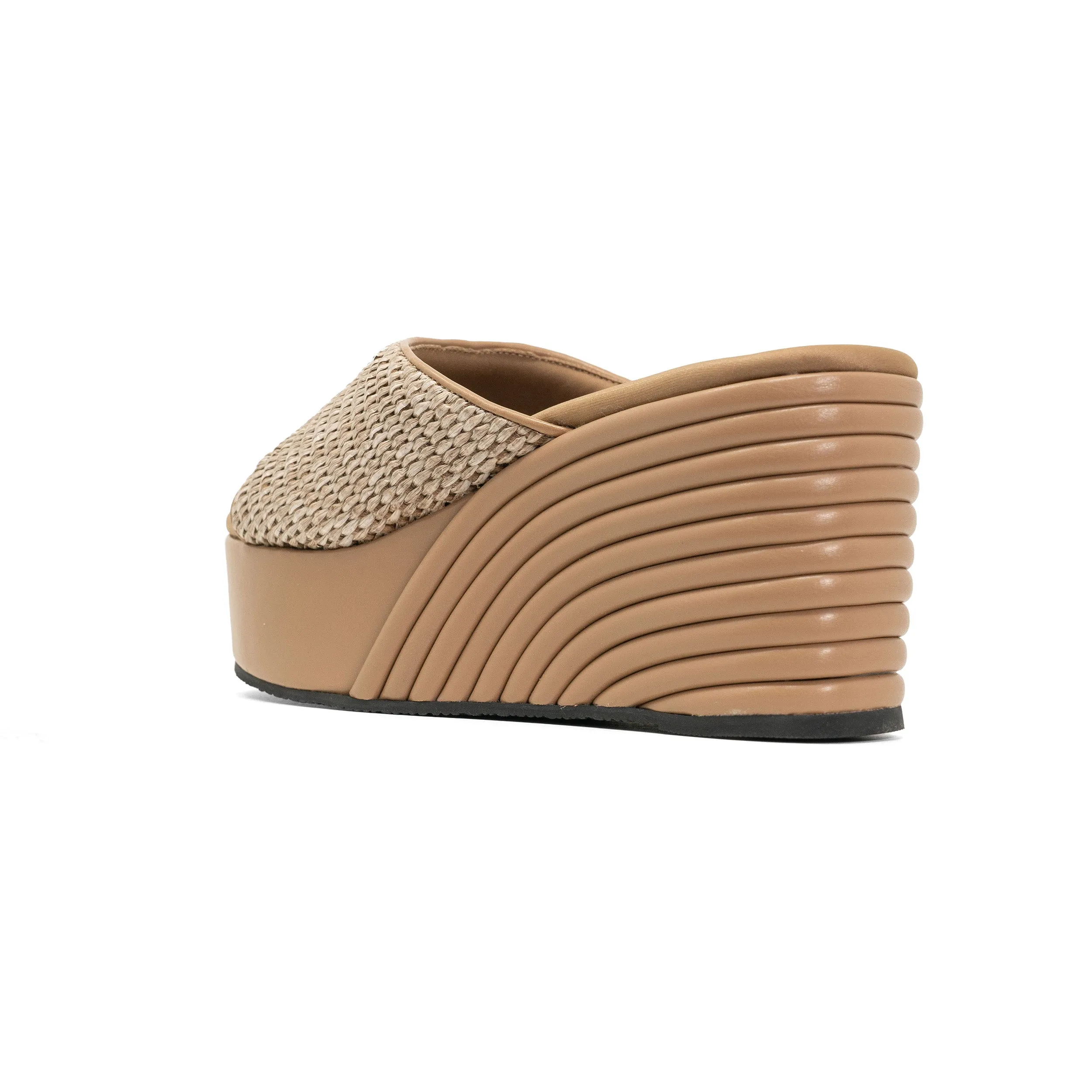 ROAM RAFFIA SCOOP MID STRATA PLATFORM WEDGE NATURAL