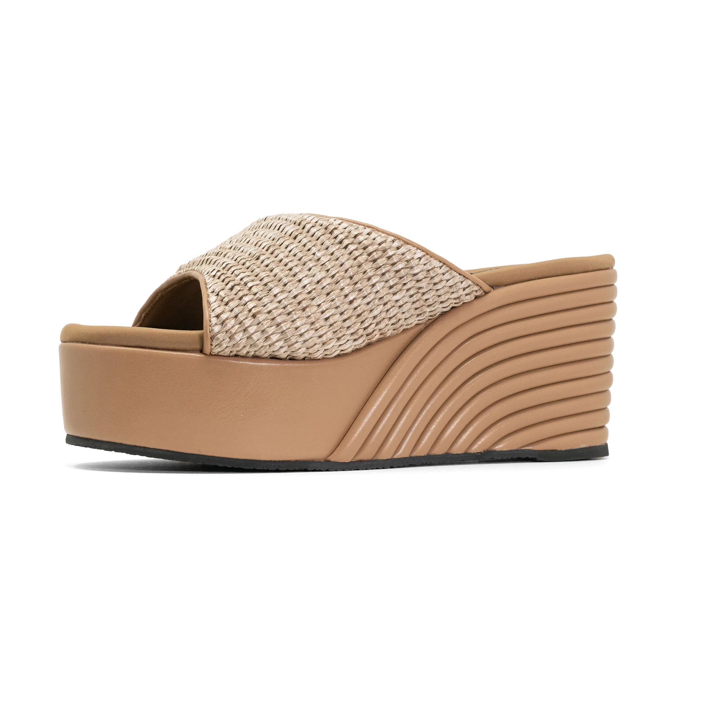 ROAM RAFFIA SCOOP MID STRATA PLATFORM WEDGE NATURAL