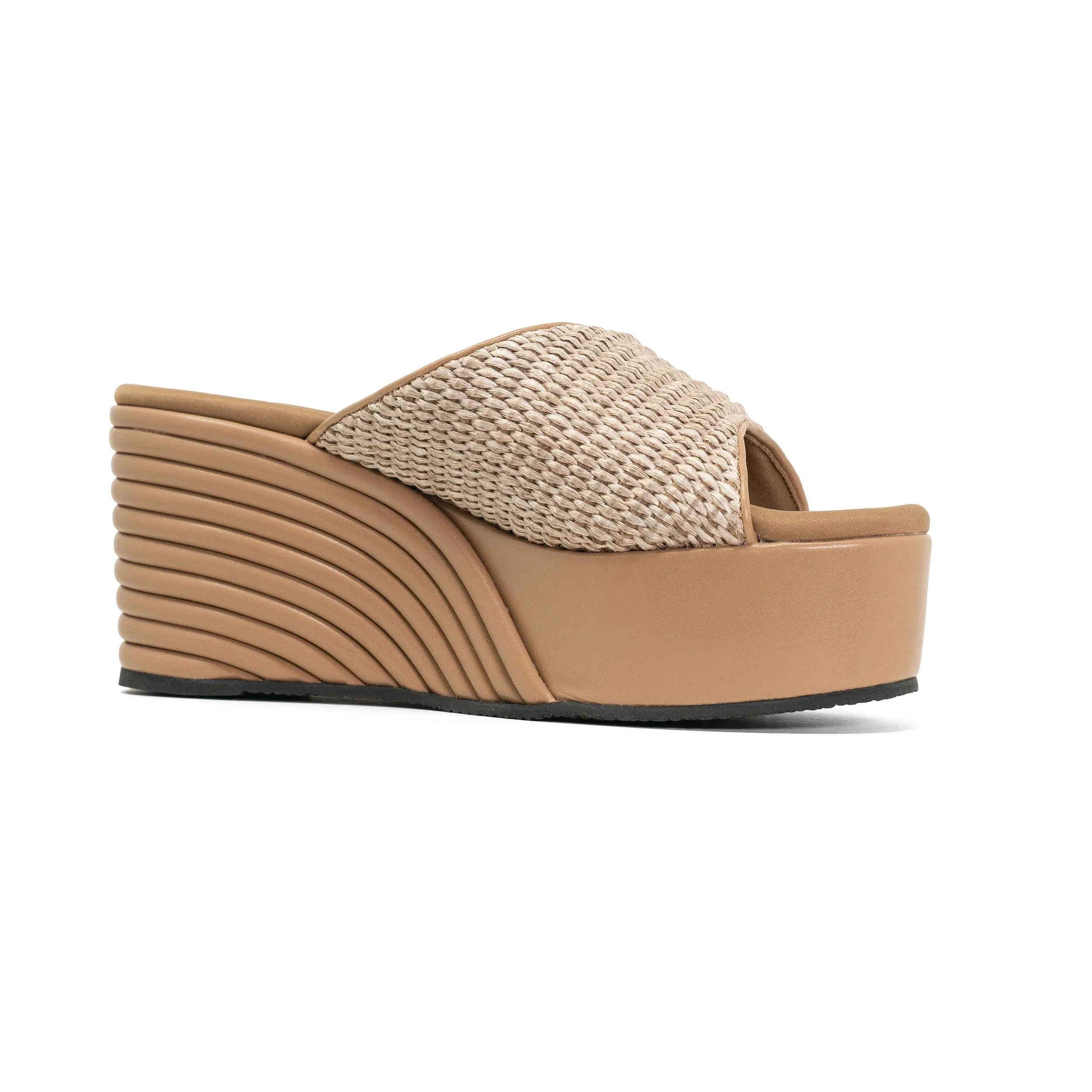 ROAM RAFFIA SCOOP MID STRATA PLATFORM WEDGE NATURAL