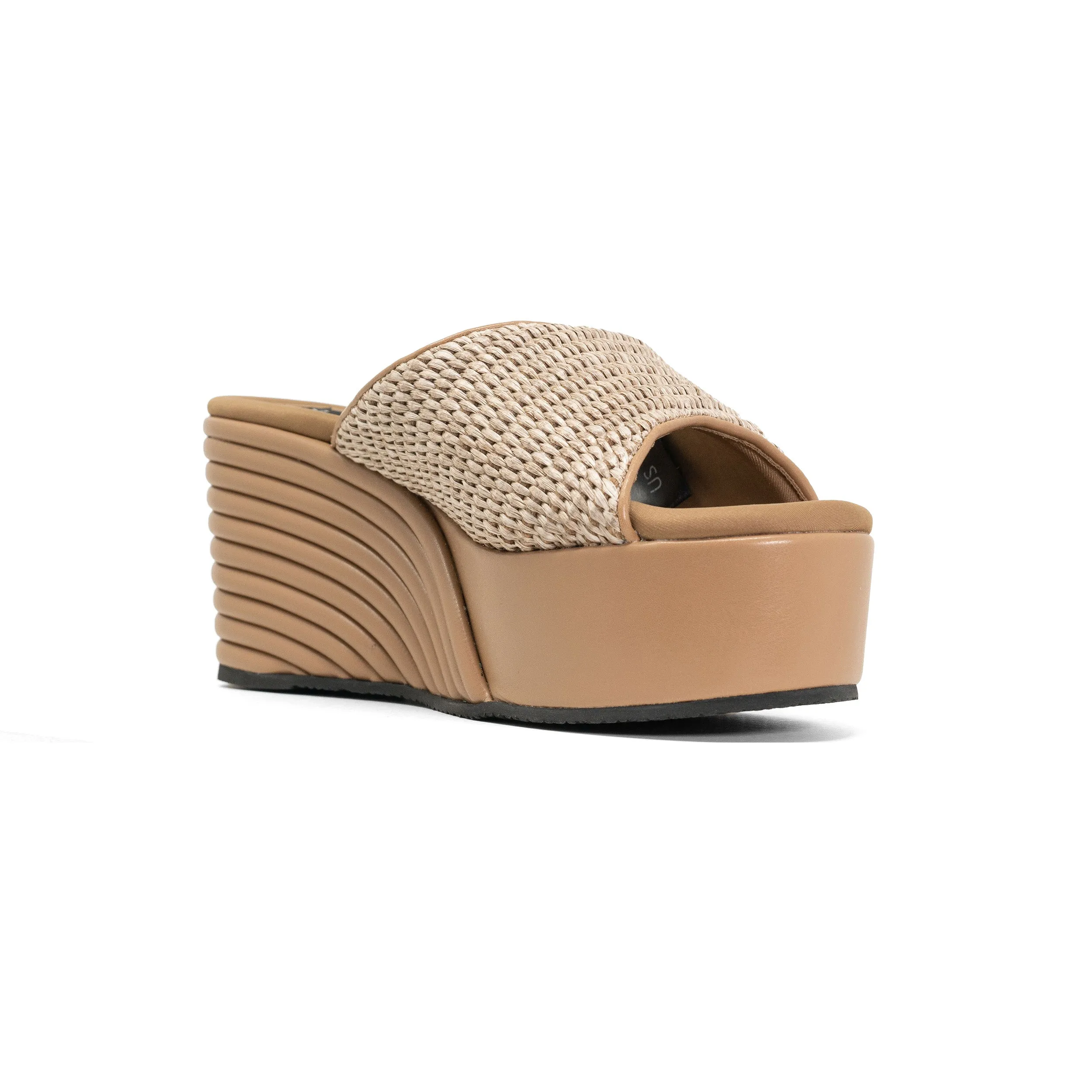 ROAM RAFFIA SCOOP MID STRATA PLATFORM WEDGE NATURAL