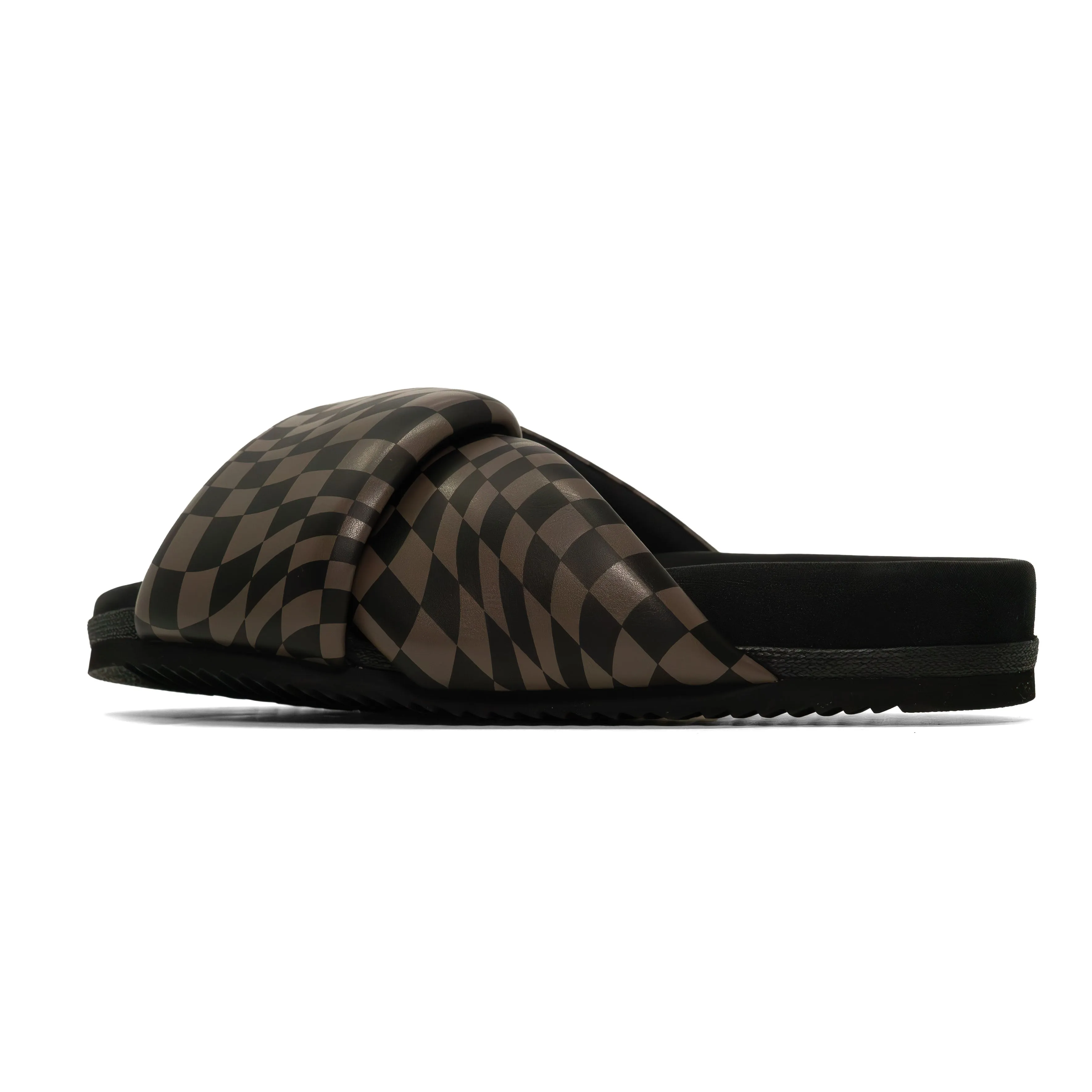 ROAM WAVY CHECK FOLDY BLACK & TAUPE VEGAN LEATHER