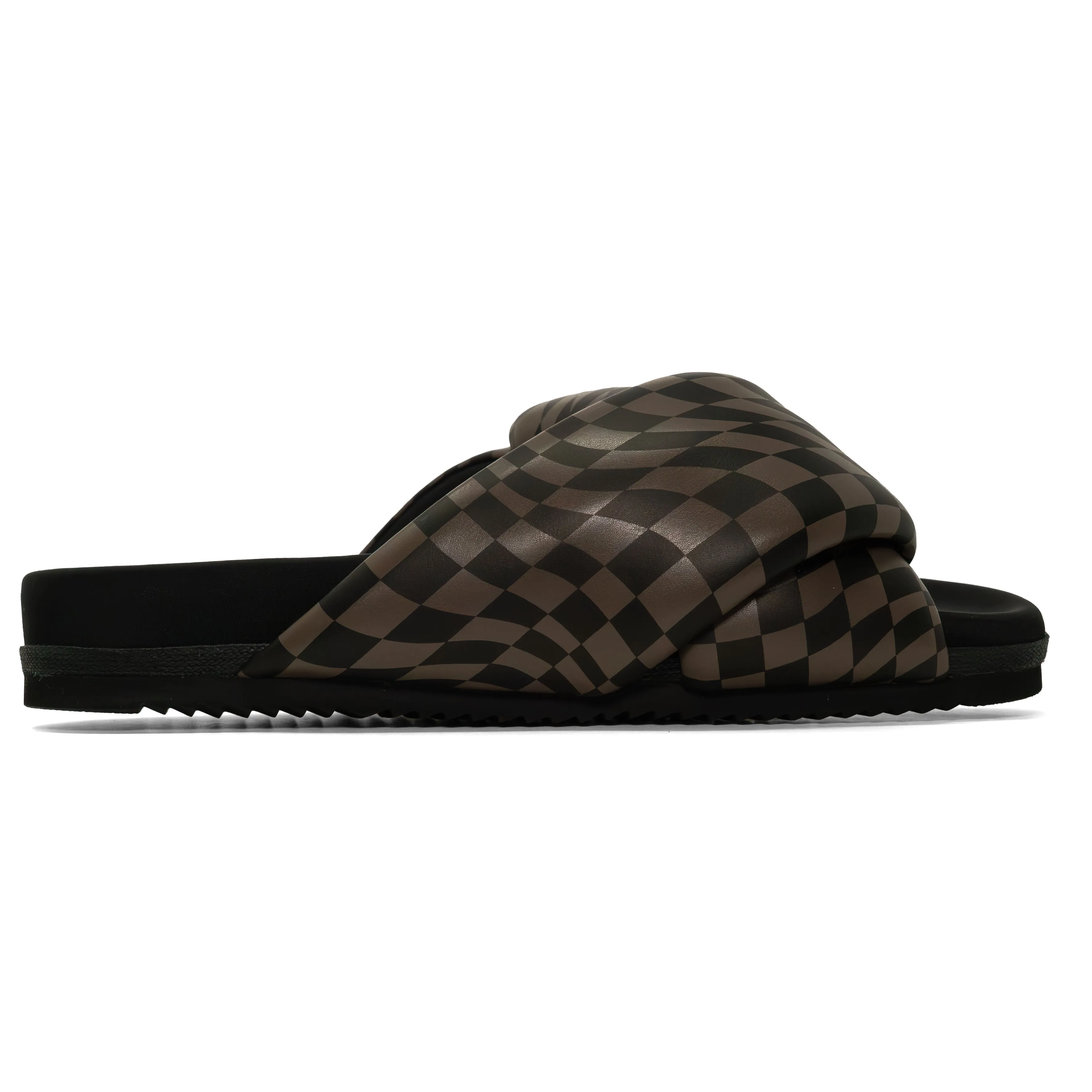 ROAM WAVY CHECK FOLDY BLACK & TAUPE VEGAN LEATHER