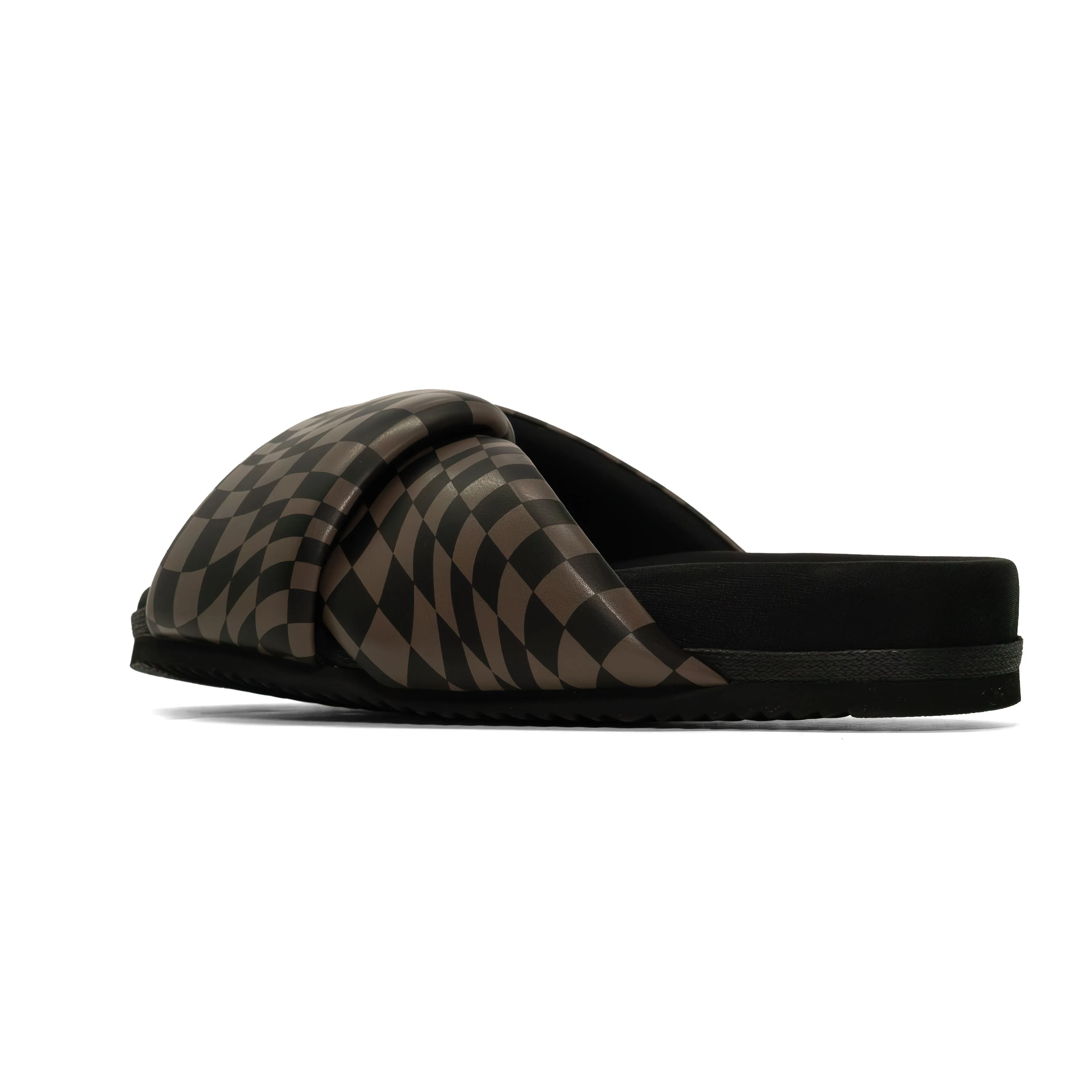 ROAM WAVY CHECK FOLDY BLACK & TAUPE VEGAN LEATHER