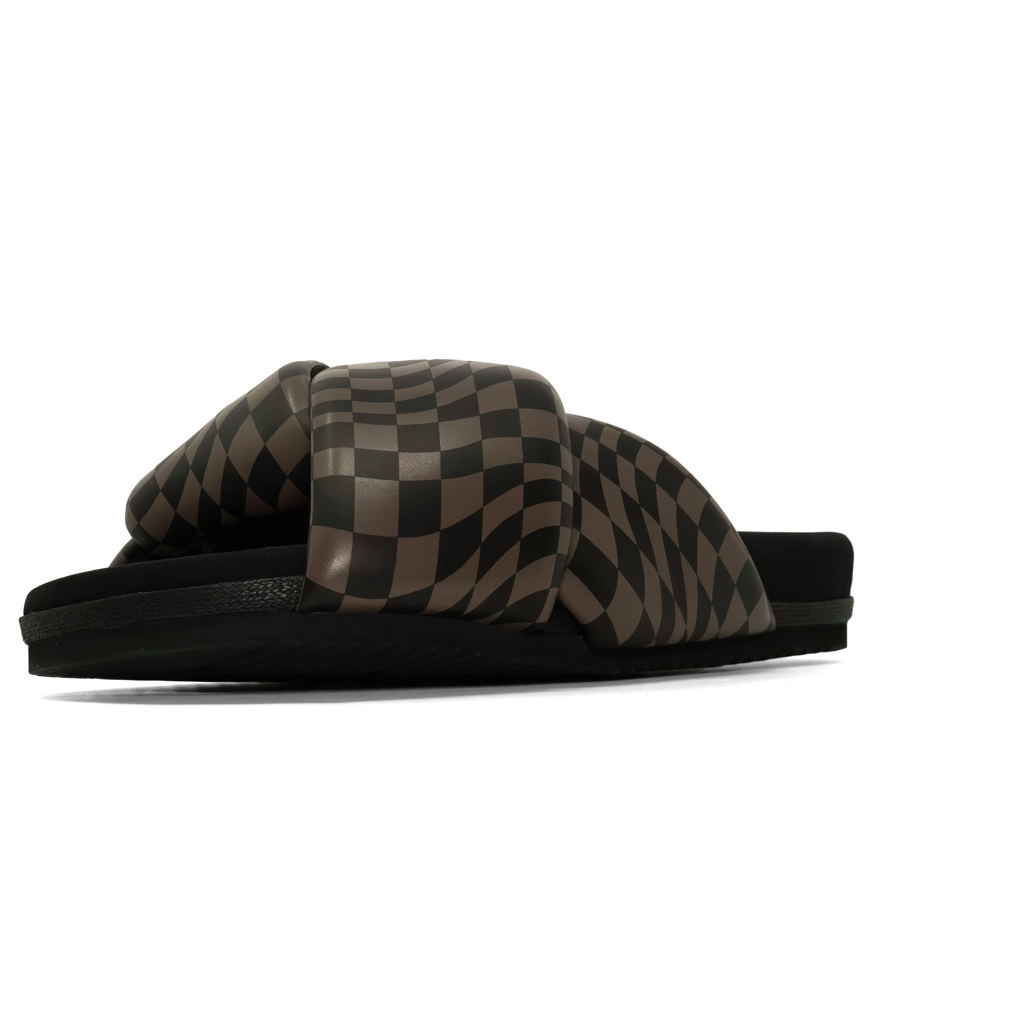 ROAM WAVY CHECK FOLDY BLACK & TAUPE VEGAN LEATHER