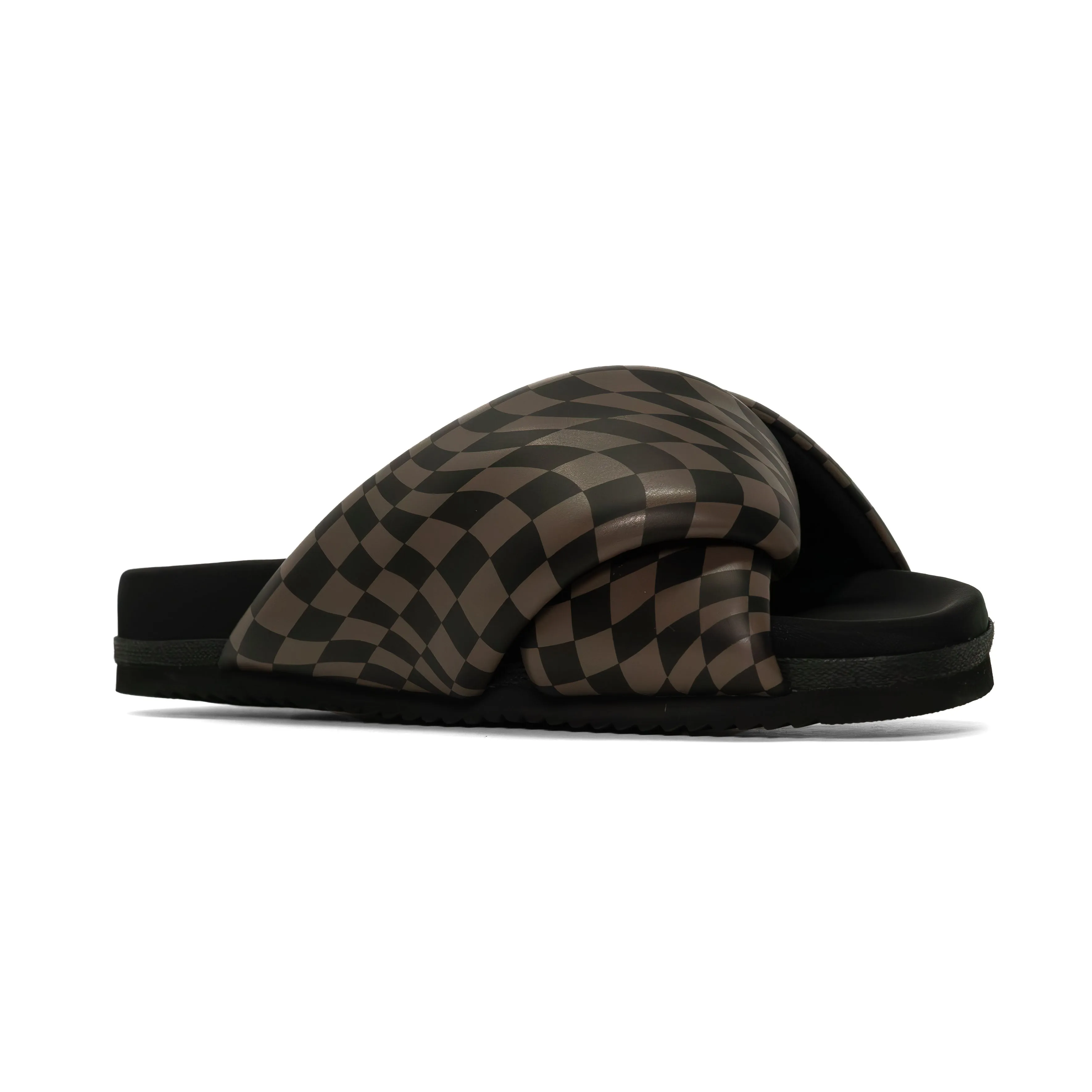 ROAM WAVY CHECK FOLDY BLACK & TAUPE VEGAN LEATHER