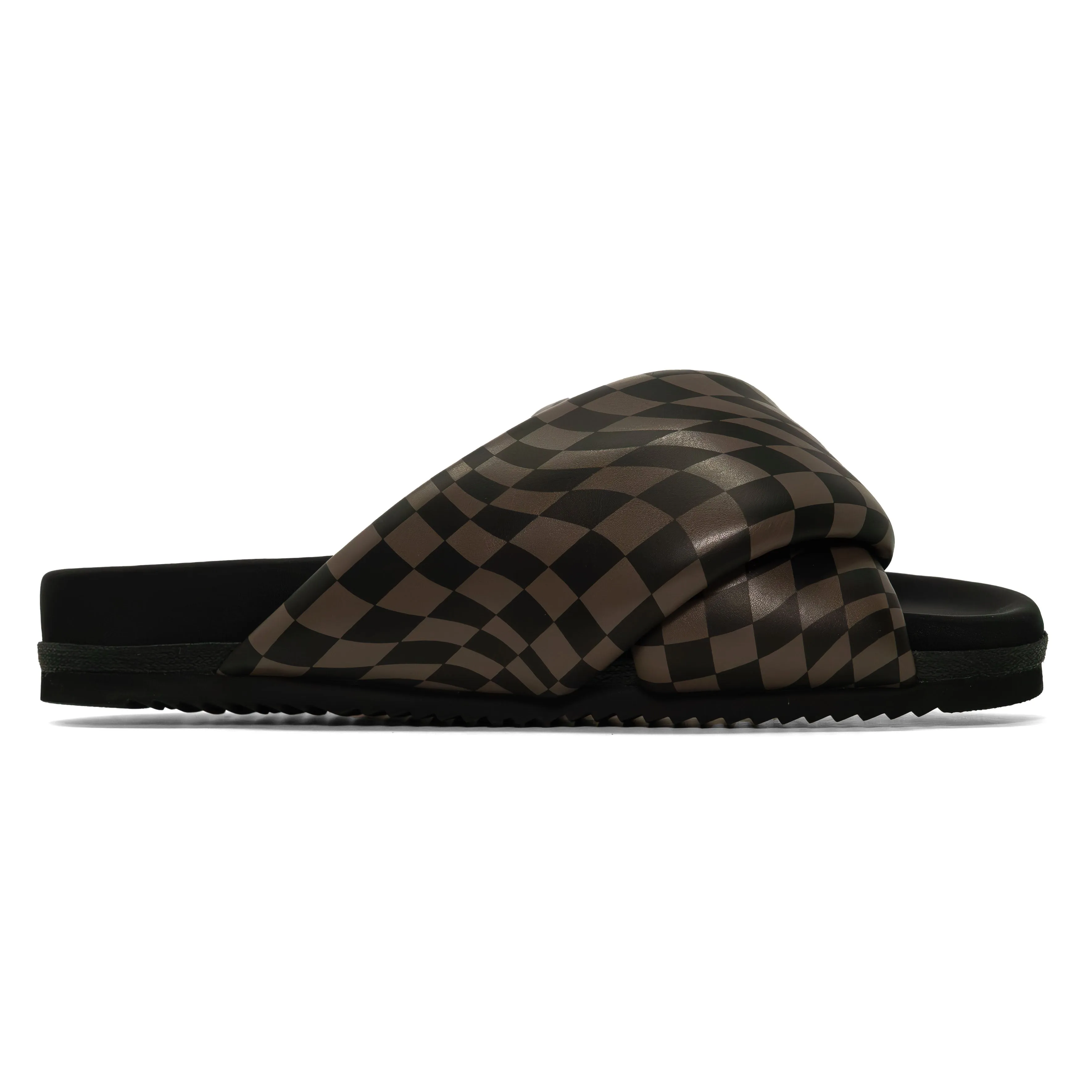 ROAM WAVY CHECK FOLDY BLACK & TAUPE VEGAN LEATHER