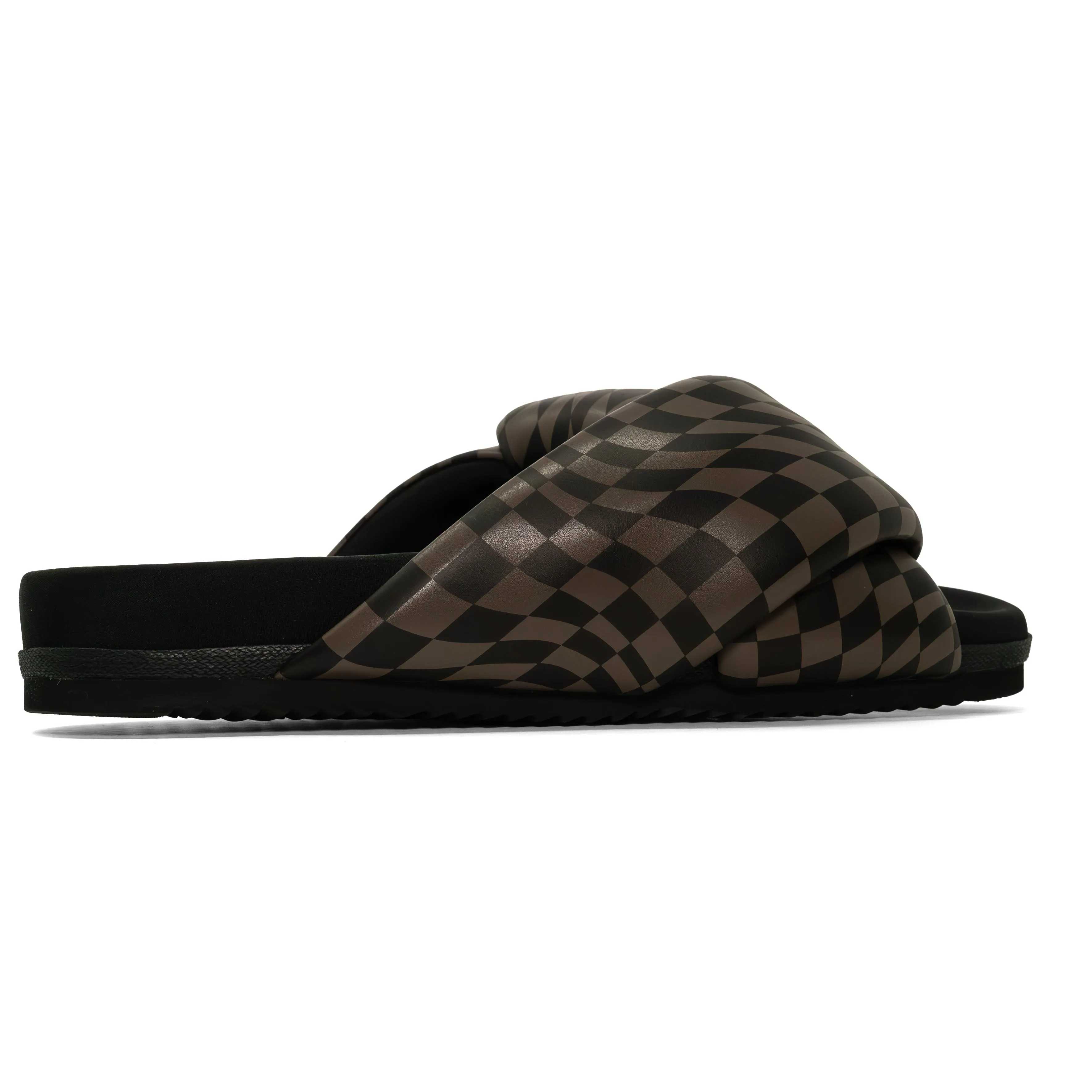 ROAM WAVY CHECK FOLDY BLACK & TAUPE VEGAN LEATHER