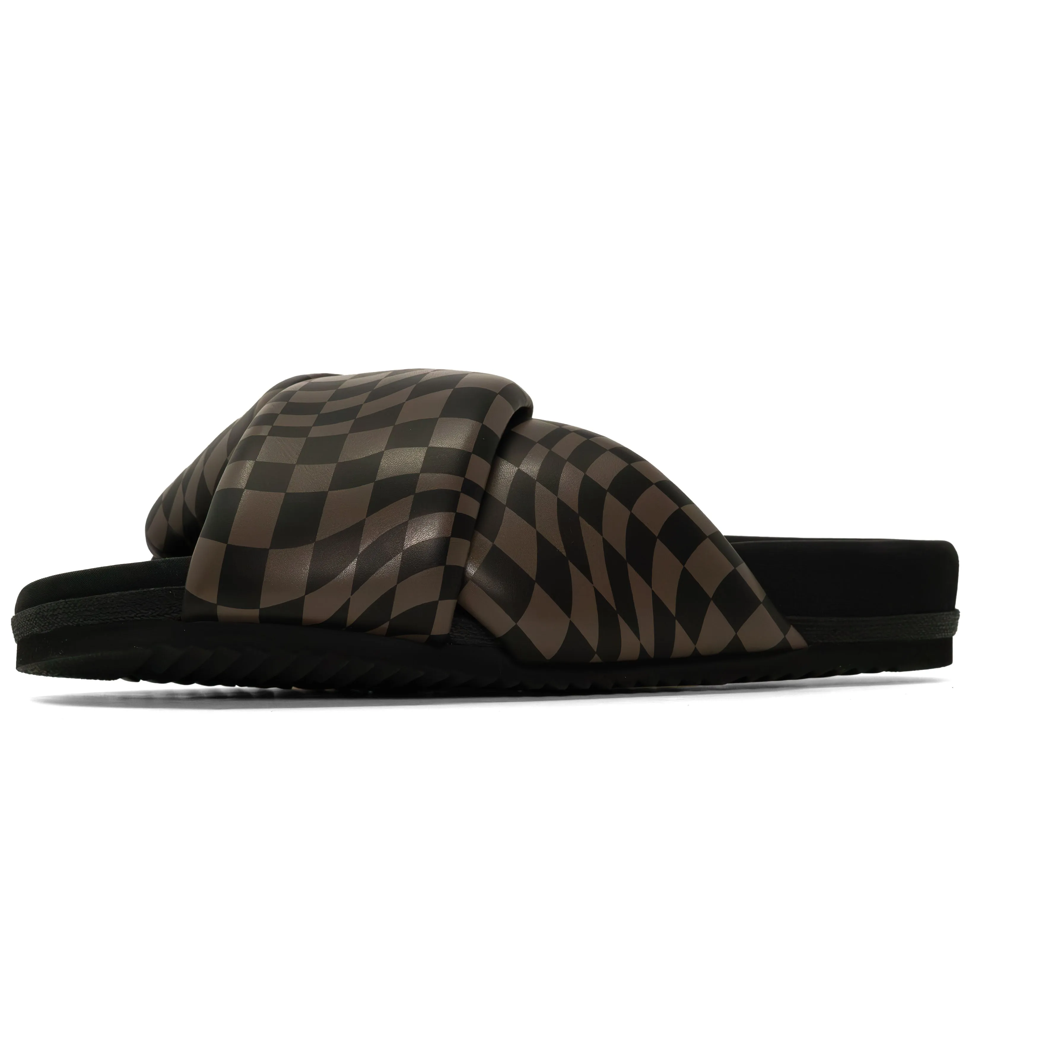 ROAM WAVY CHECK FOLDY BLACK & TAUPE VEGAN LEATHER