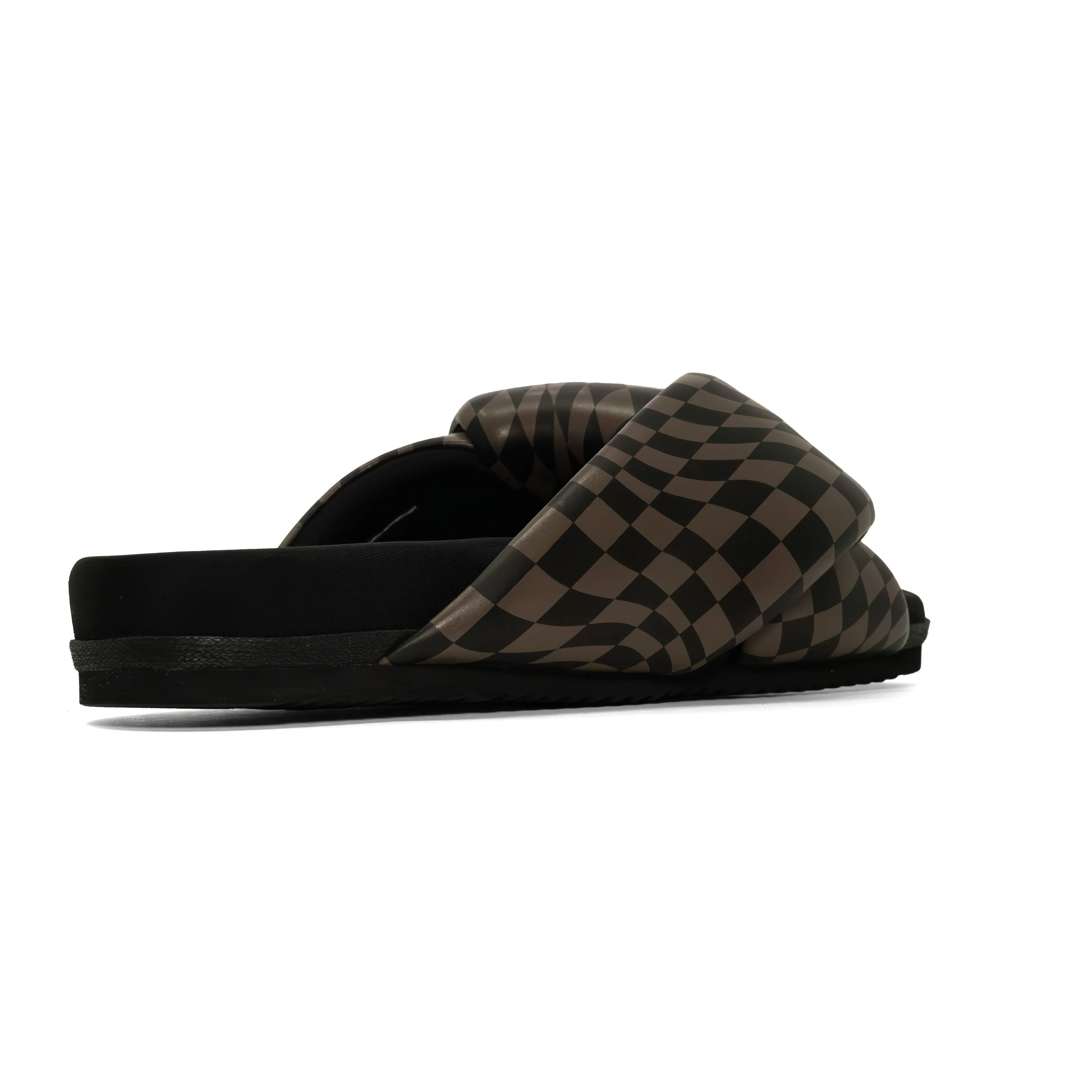 ROAM WAVY CHECK FOLDY BLACK & TAUPE VEGAN LEATHER