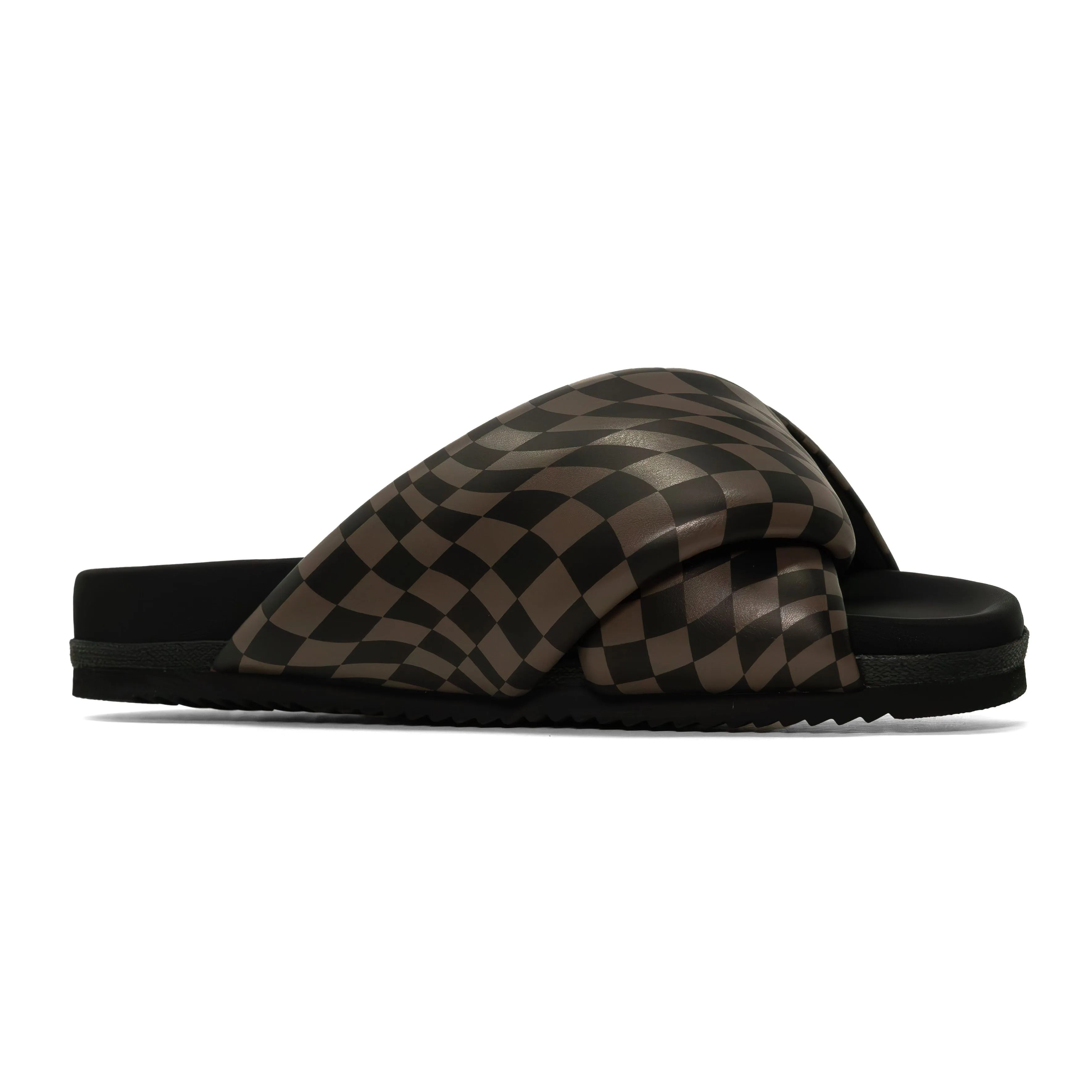 ROAM WAVY CHECK FOLDY BLACK & TAUPE VEGAN LEATHER
