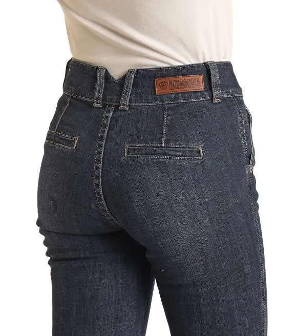 Rock & Roll, Ladies Dark Vintage High Rise Trouser Jeans