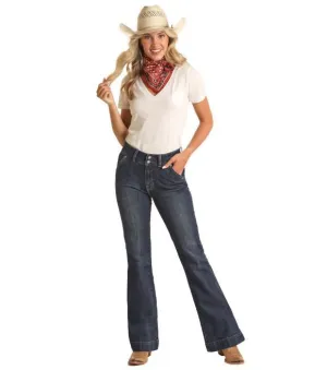 Rock & Roll, Ladies Dark Vintage High Rise Trouser Jeans